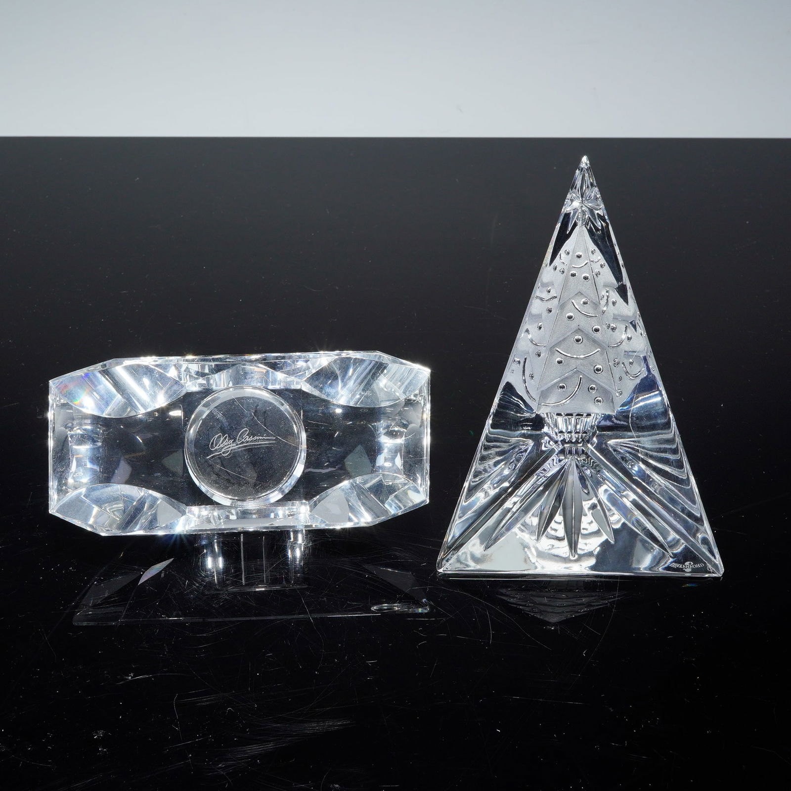 2pc Waterford Crystal Christmas Tree Prism and Oleg Cassini Candle Holder (1 of 3)