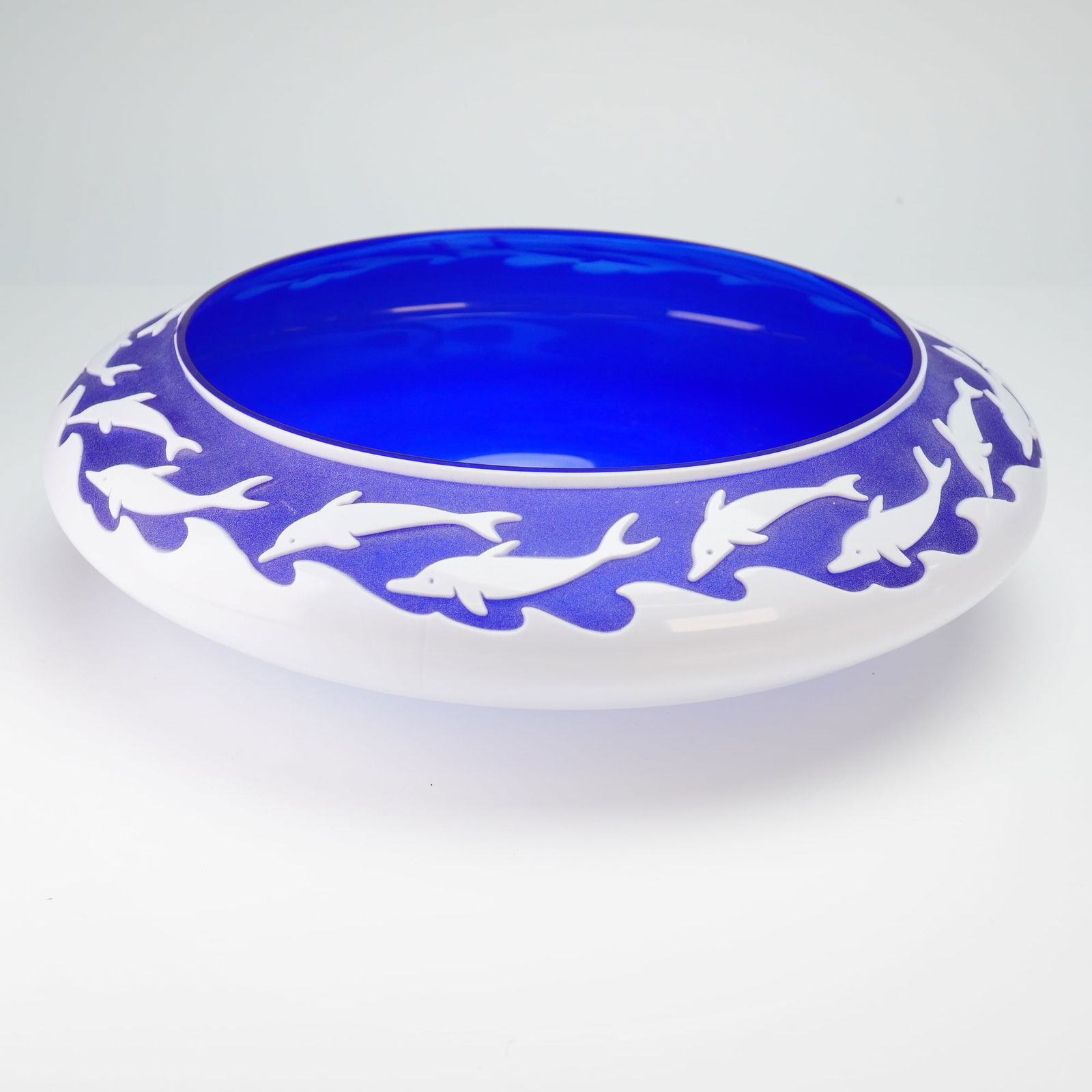 Kelsey Murphy for Pilgrim Glass Cameo Cut Bowl, Dolphin Peking (1 of 5)