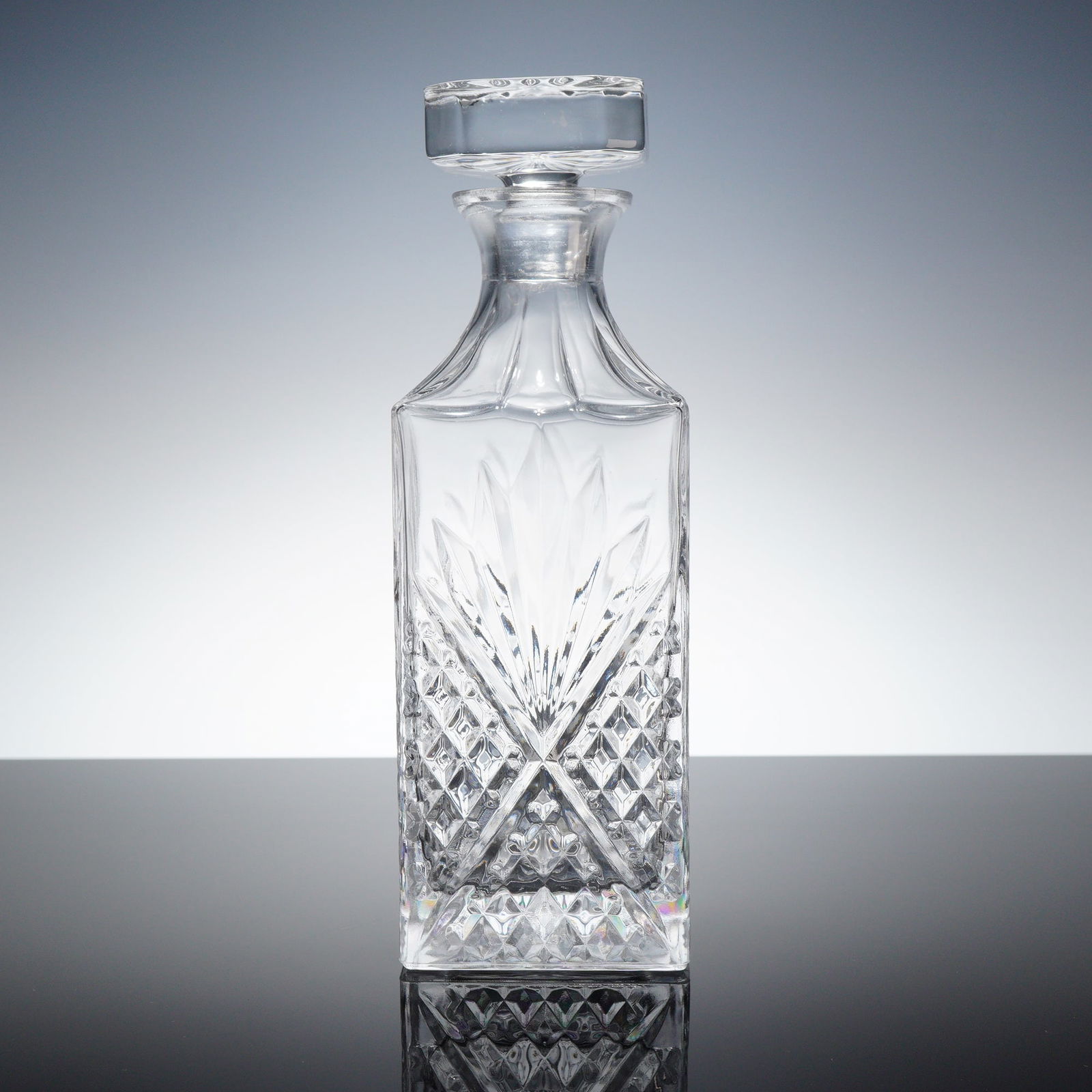 Cut Crystal Square Spirit Decanter with Stopper (1 of 3)