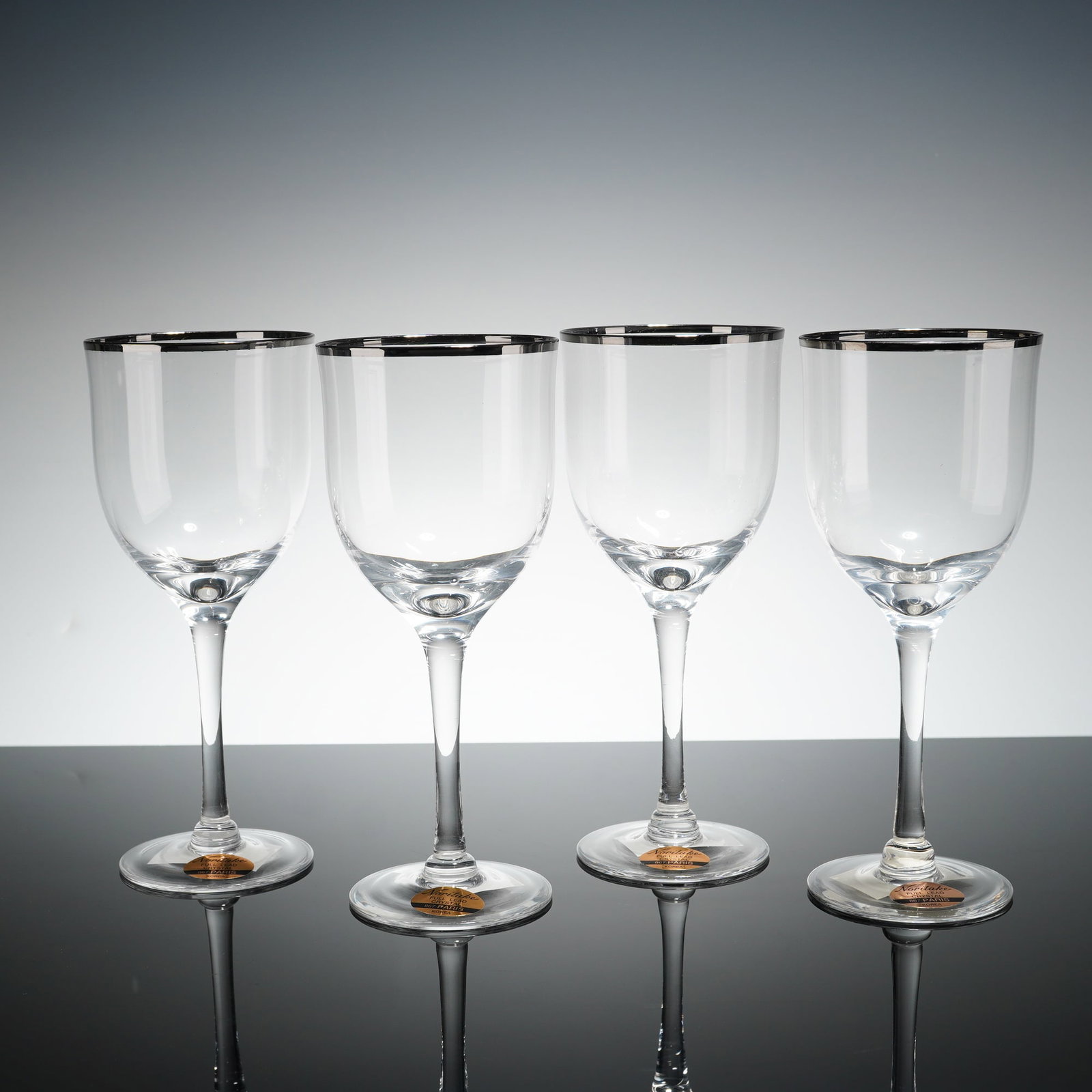 4pc Noritake Platinum Rimmed Crystal Wine Glasses, Paris (1 of 4)