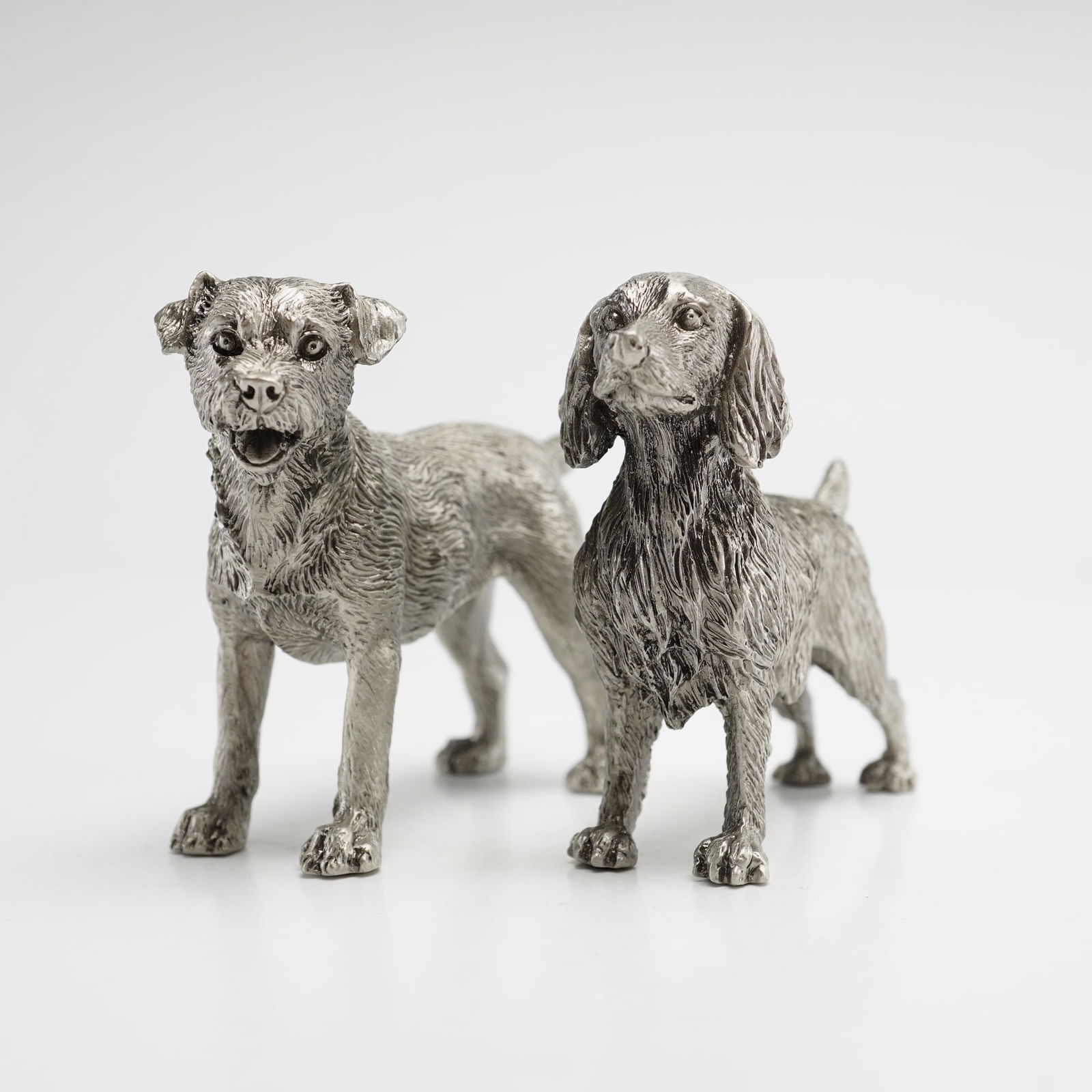 2 Xystos Metal Dog Figurines, Springer Spaniel & Border Terrier (1 of 5)
