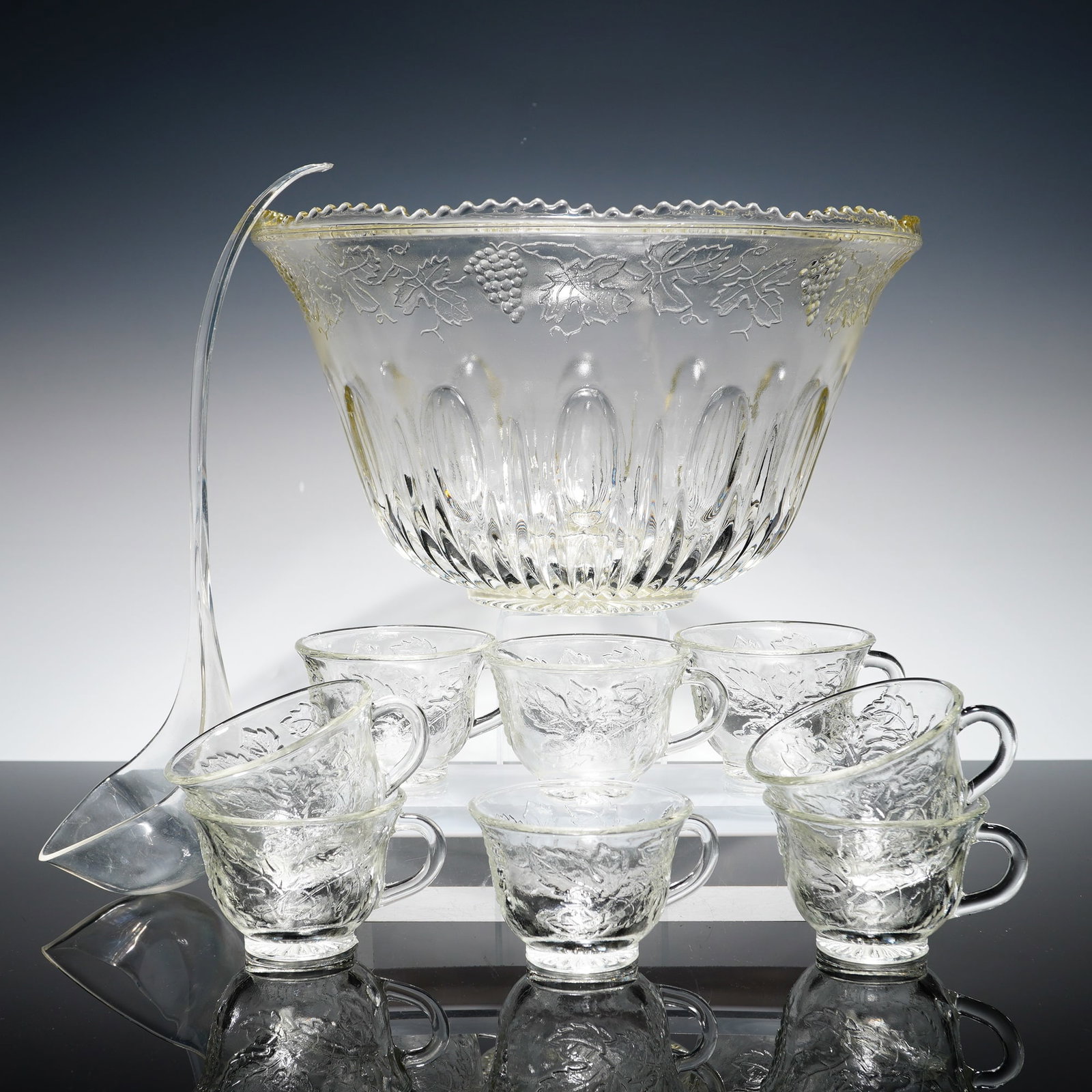 10pc Anchor Hocking Harvest Grape Glass Punch Bowl Set (1 of 3)