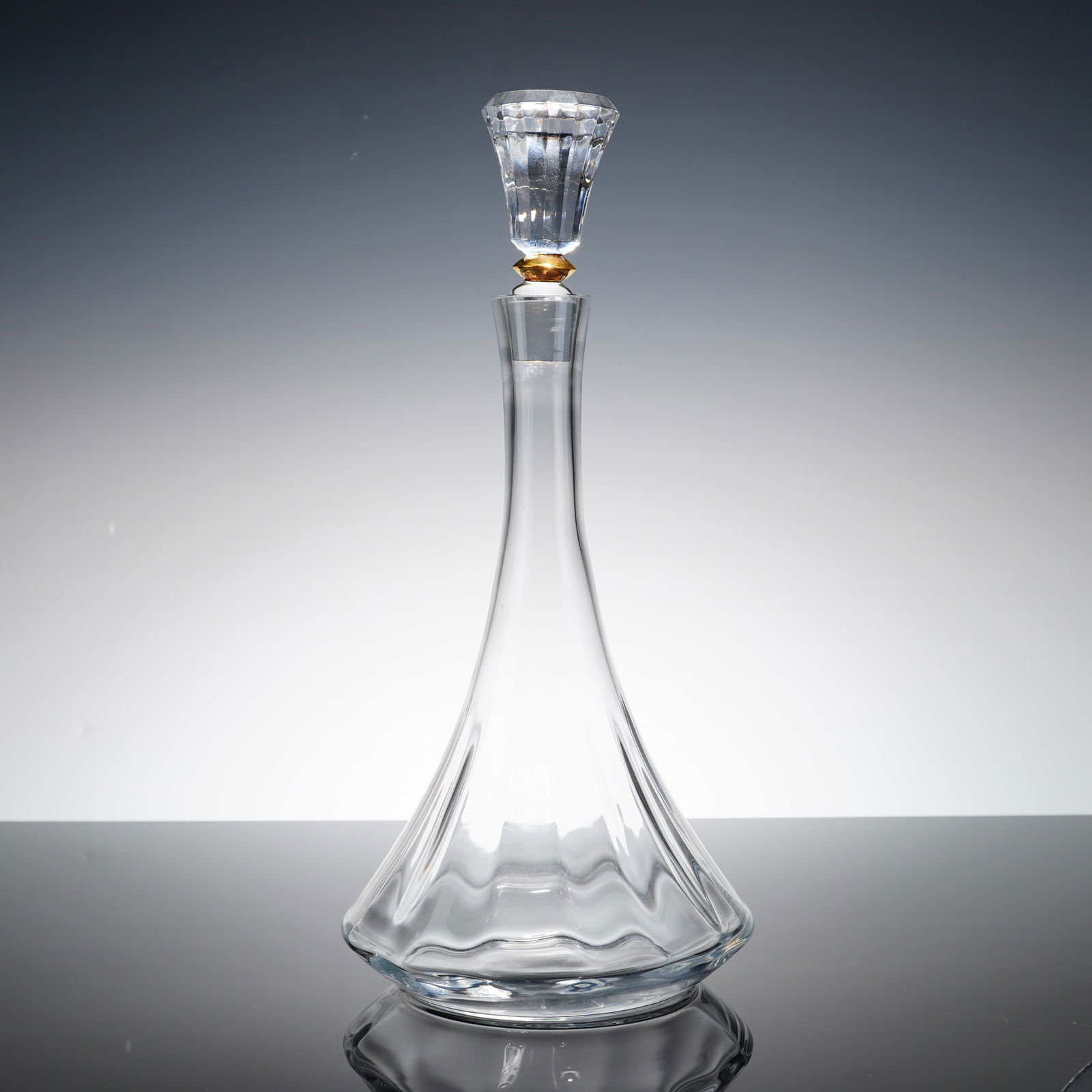 Contemporary Crystal Decanter with Gold-Tone Accented Stopper (1 of 4)