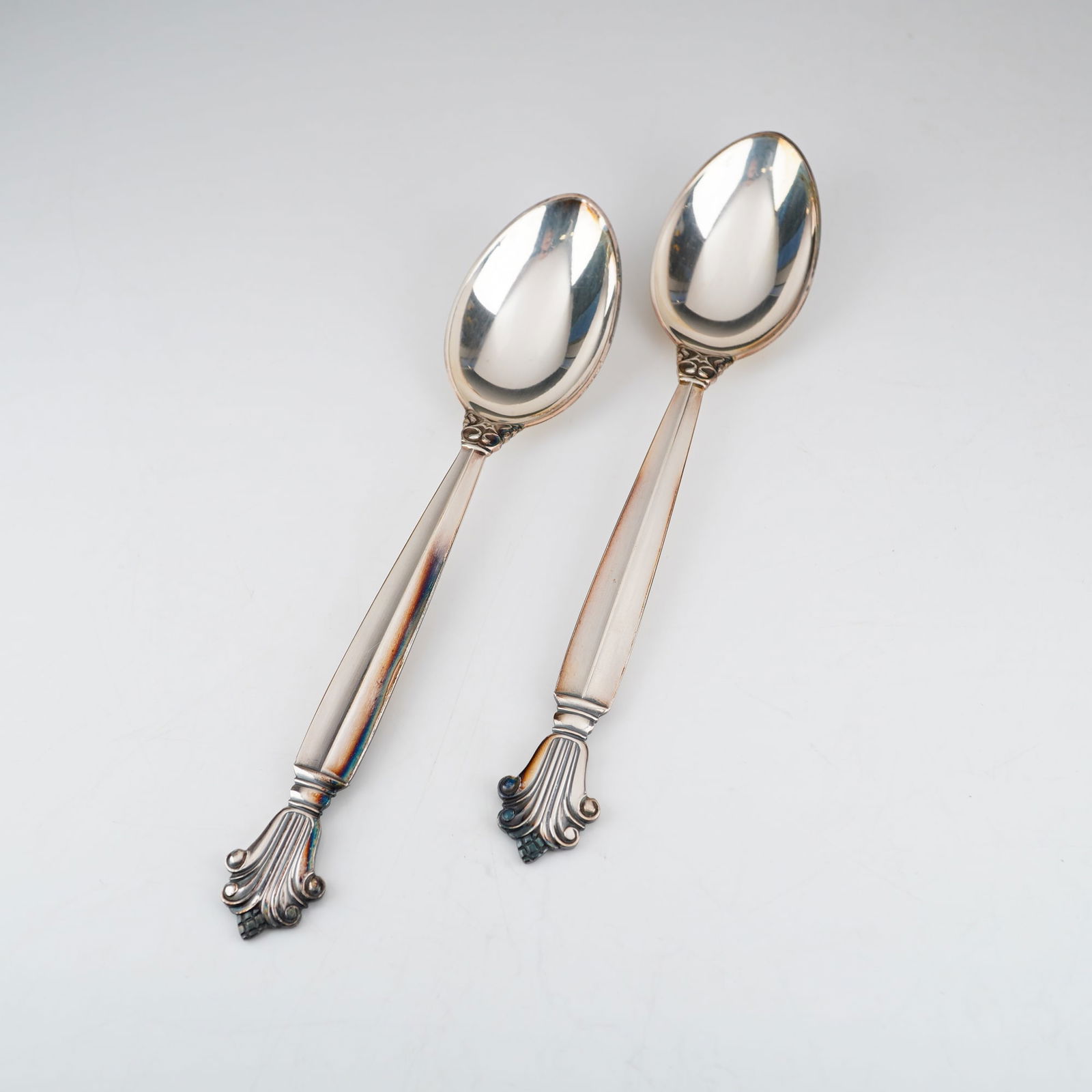 2pc Georg Jensen Sterling Silver Teaspoons, Acanthus (1 of 4)