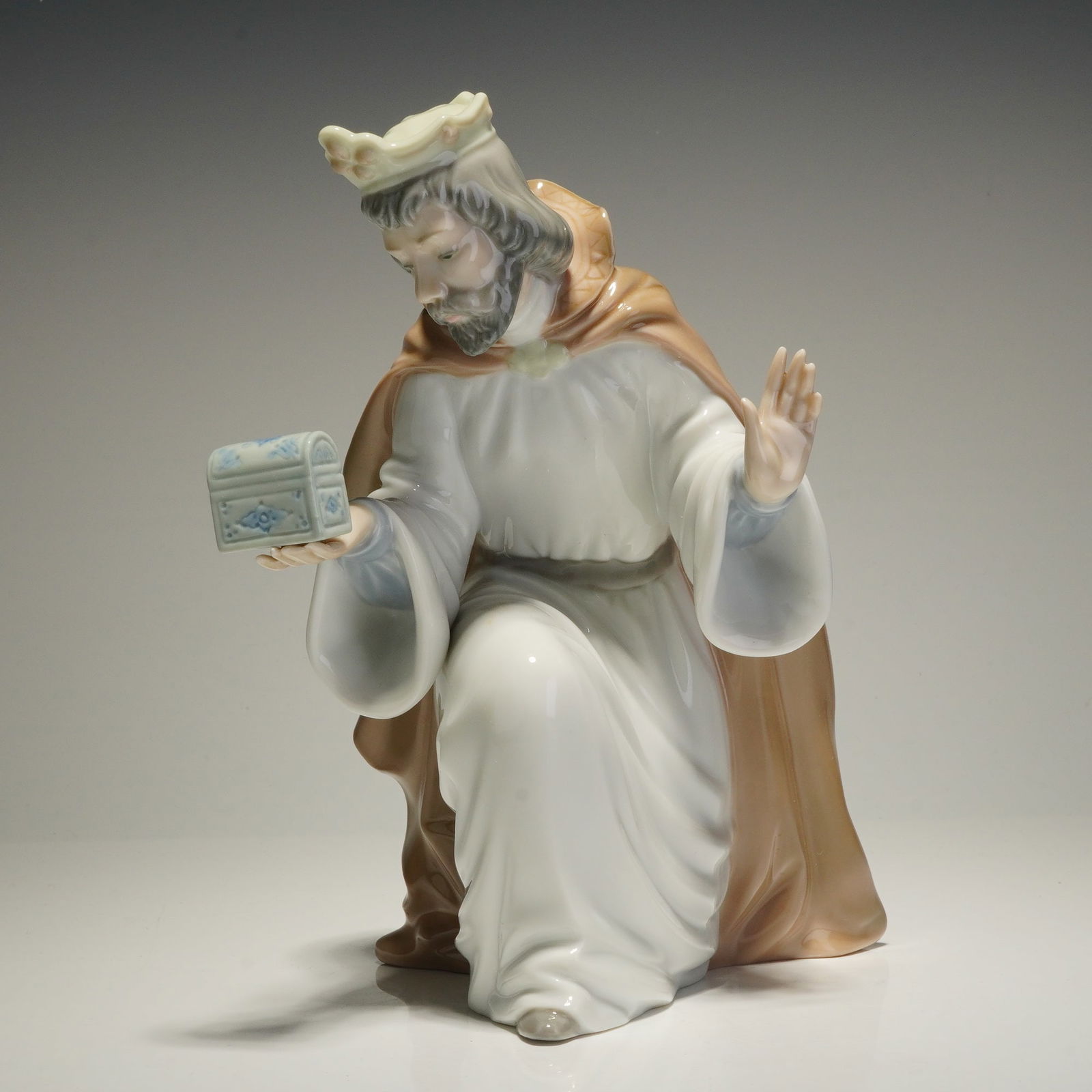 Nao by Lladro Porcelain Figurine, King Melchior with Chest (1 of 4)