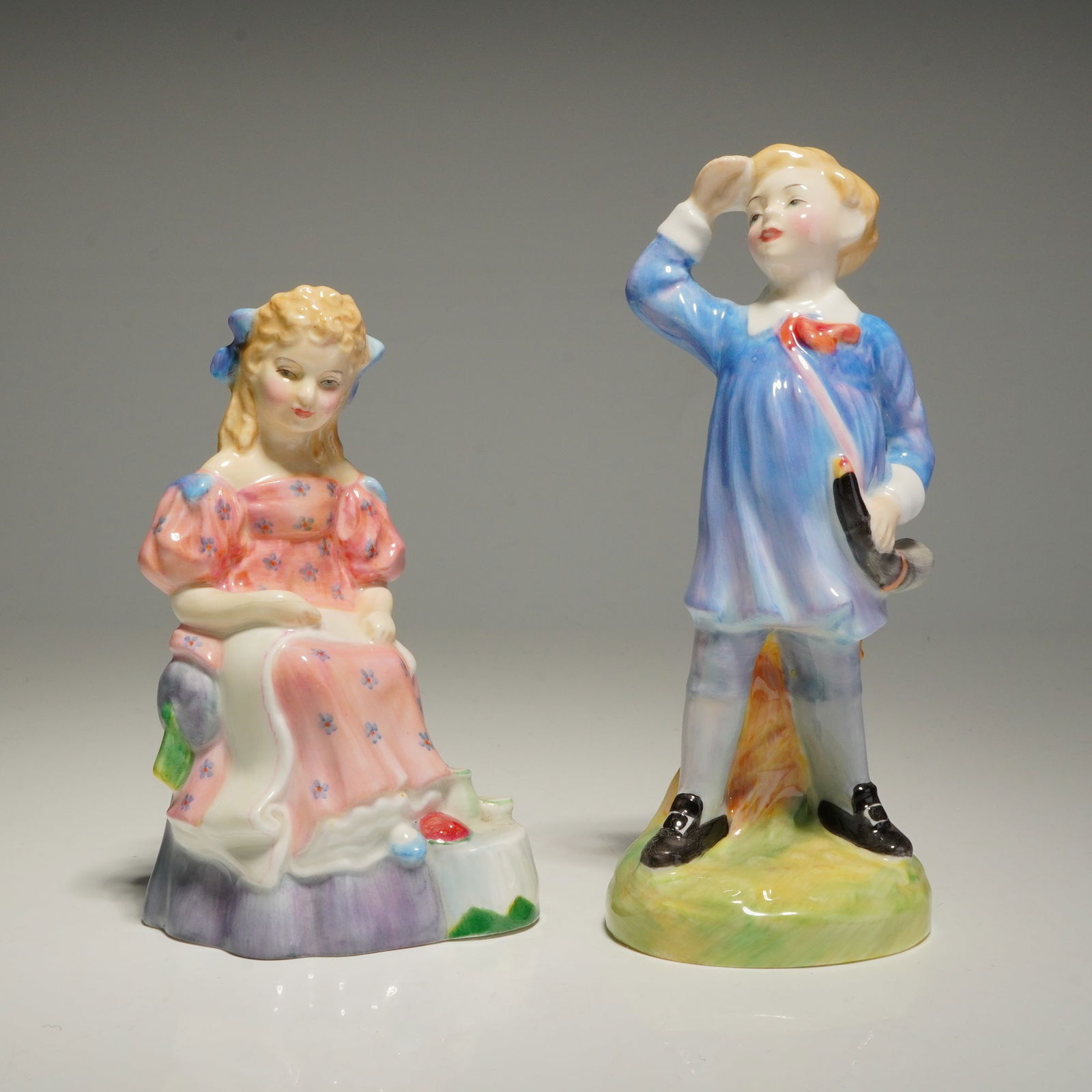 2pc Royal Doulton Figurines Little Boy Blue HN2062 and Curly Locks HN2049 (1 of 3)