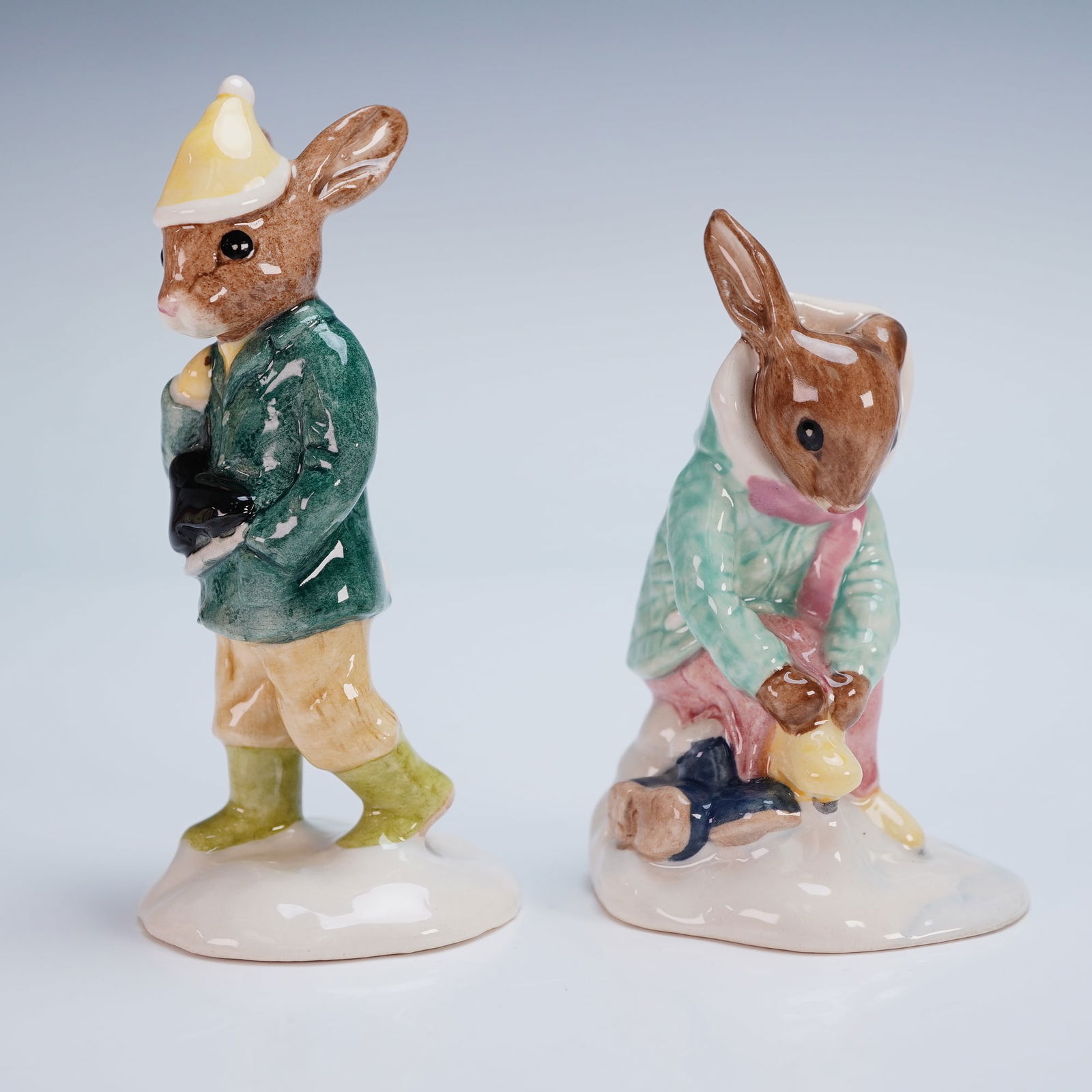 2pc Royal Doulton Bunnykins Figurines, Girl and Boy Skater (1 of 4)