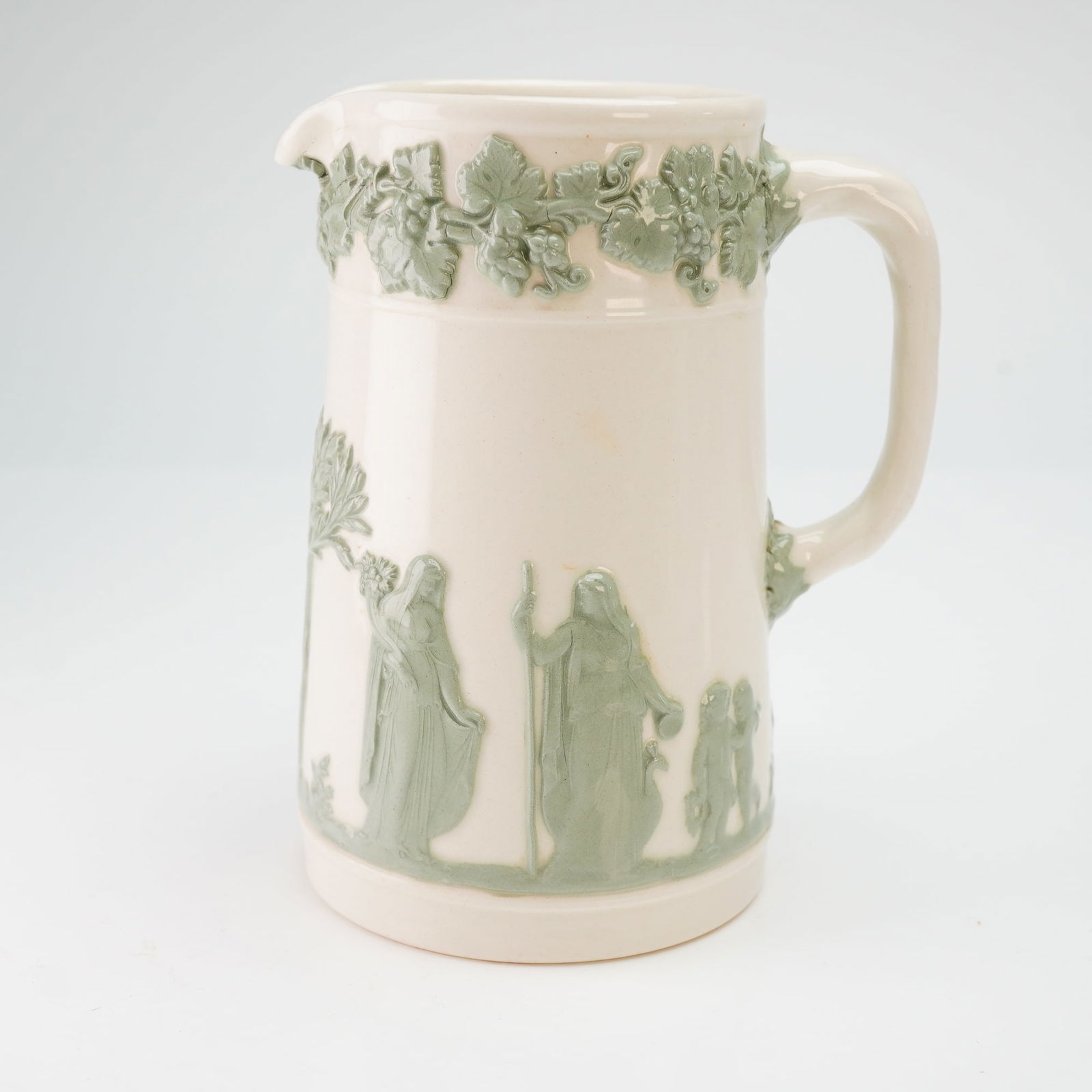 Wedgwood & Barlaston Etruria Embossed Queen's Ware Pitcher (1 of 4)