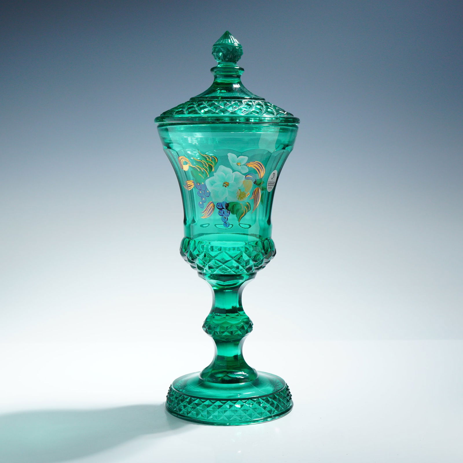 Fenton Art Glass Lidded Urn, Magnolia & Berries 4602 SE (1 of 6)