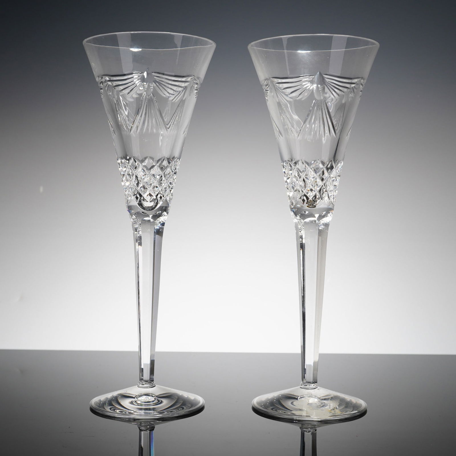 Pair of Waterford Crystal Toasting Flutes, Millennium Peace (1 of 4)