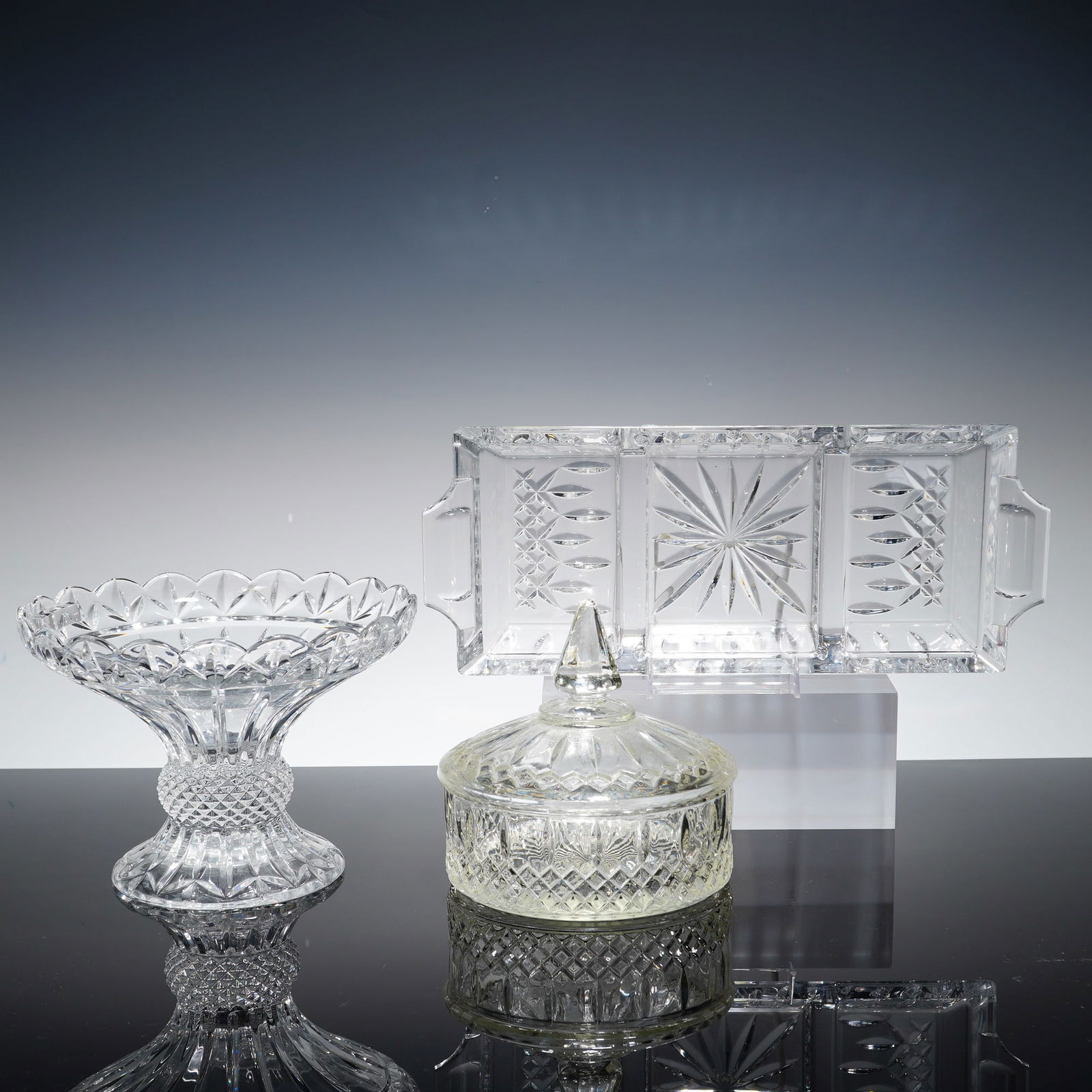 3pc Waterford Crystal Grouping, Lismore Three-Section Tray (1 of 2)