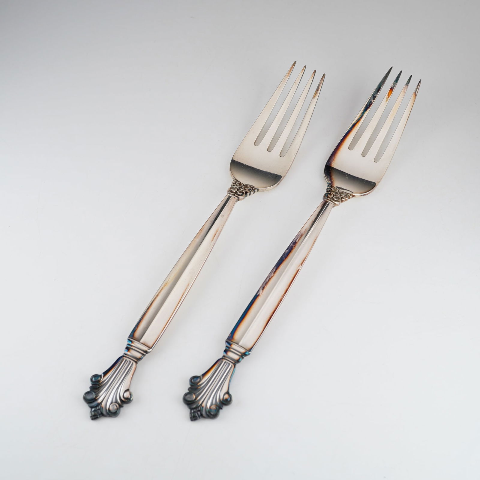 2pc Georg Jensen Sterling Silver Dinner Forks, Acanthus (1 of 4)