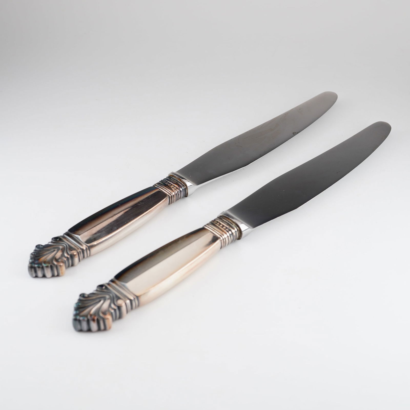 2pc Georg Jensen Sterling Silver & Stainless-Steel Dinner Knives, Acanthus (1 of 5)