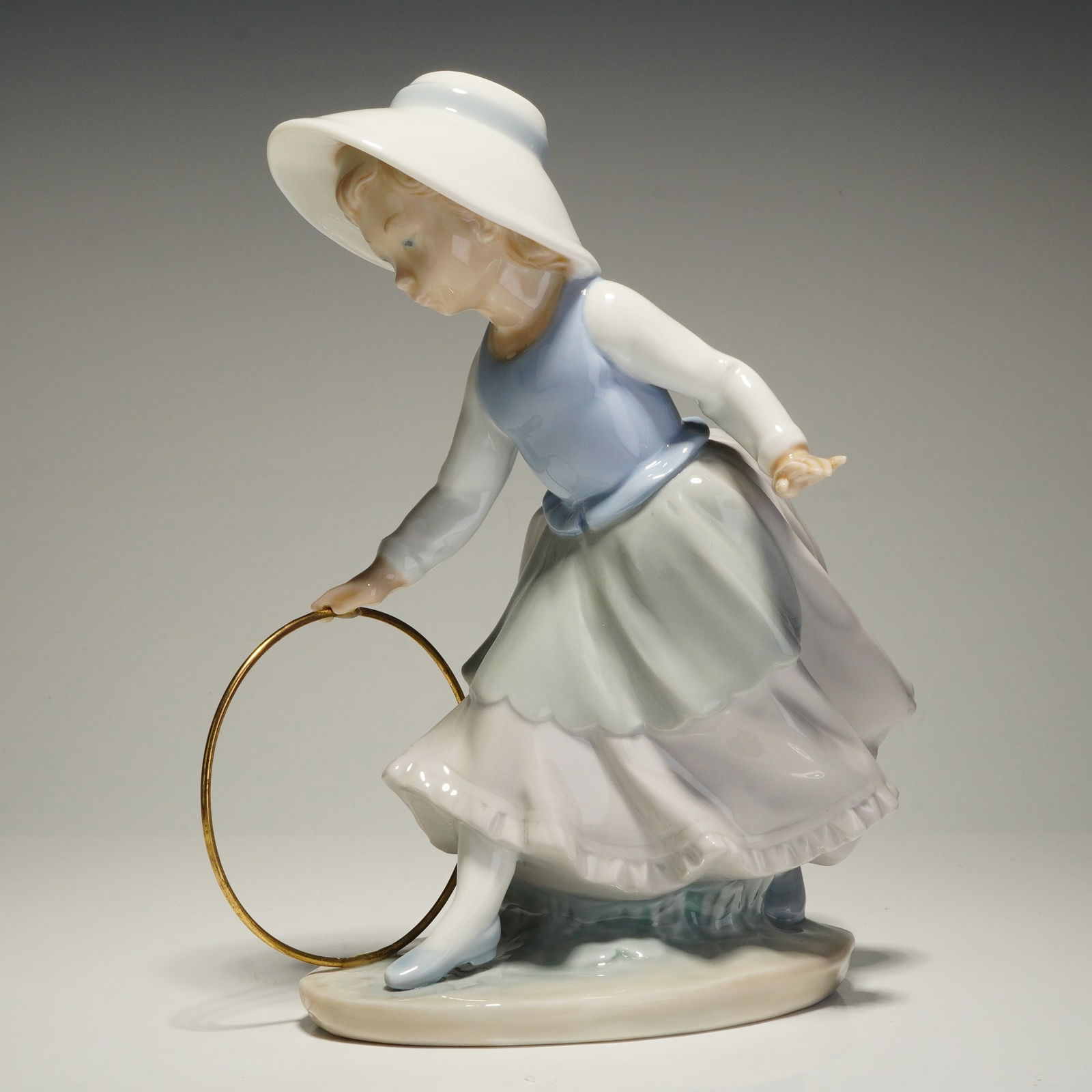 Nao by Lladro Porcelain Figurine, Girl with Hoop (1 of 4)