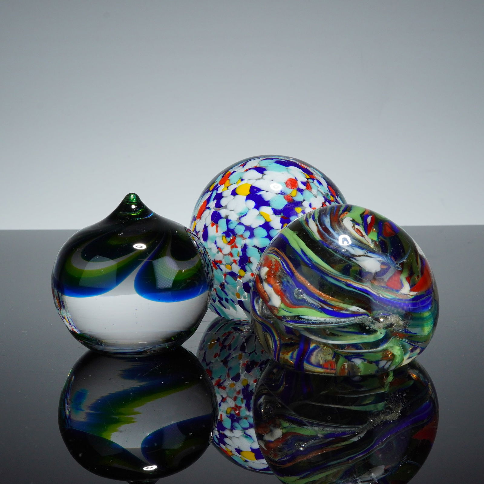3pc Art Glass Paperweights Including a Signed Kosta Boda (1 of 5)