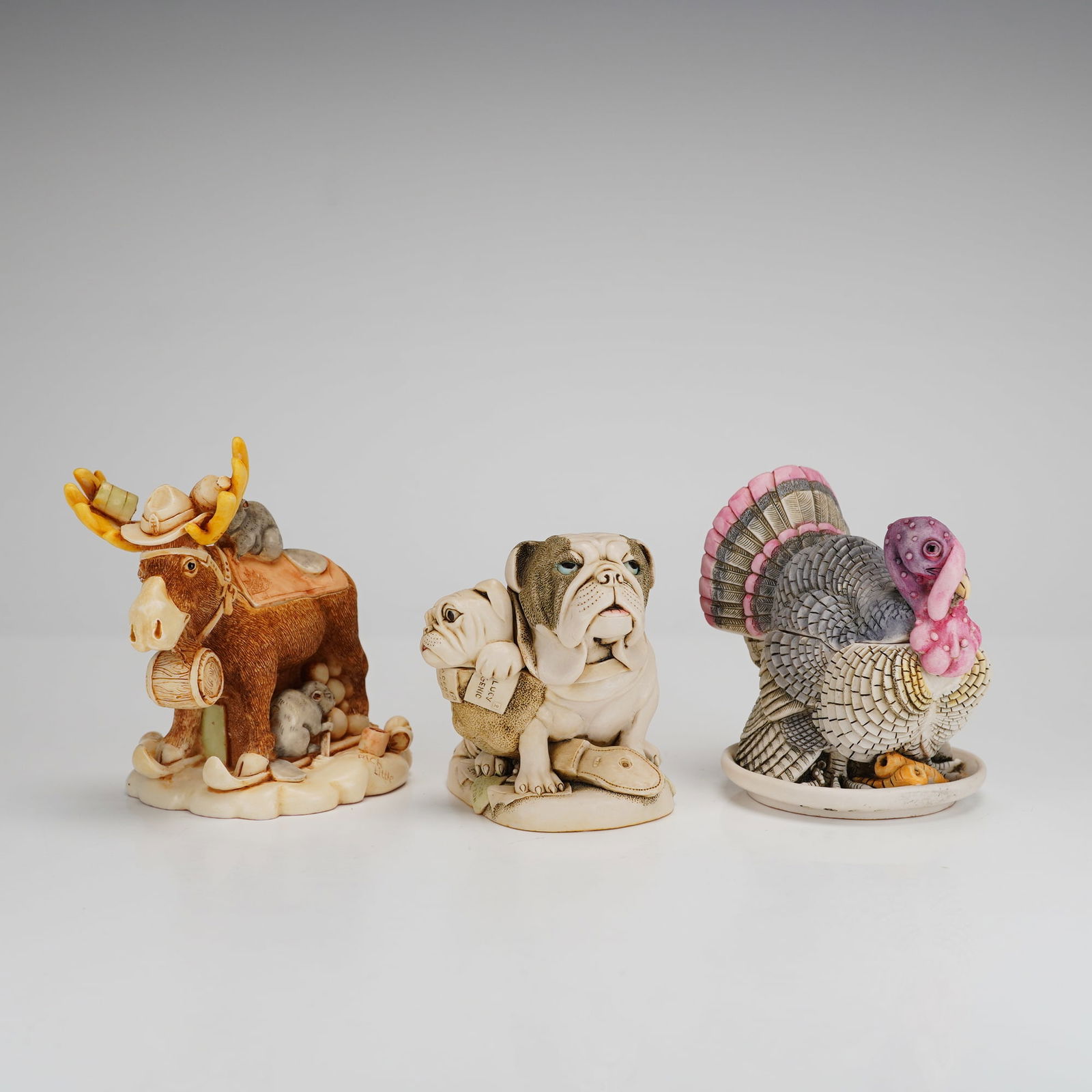 3pc Harmony Kingdom Box Figurines, Beer Nuts, Dead Ringer, & Gobblefest (1 of 4)