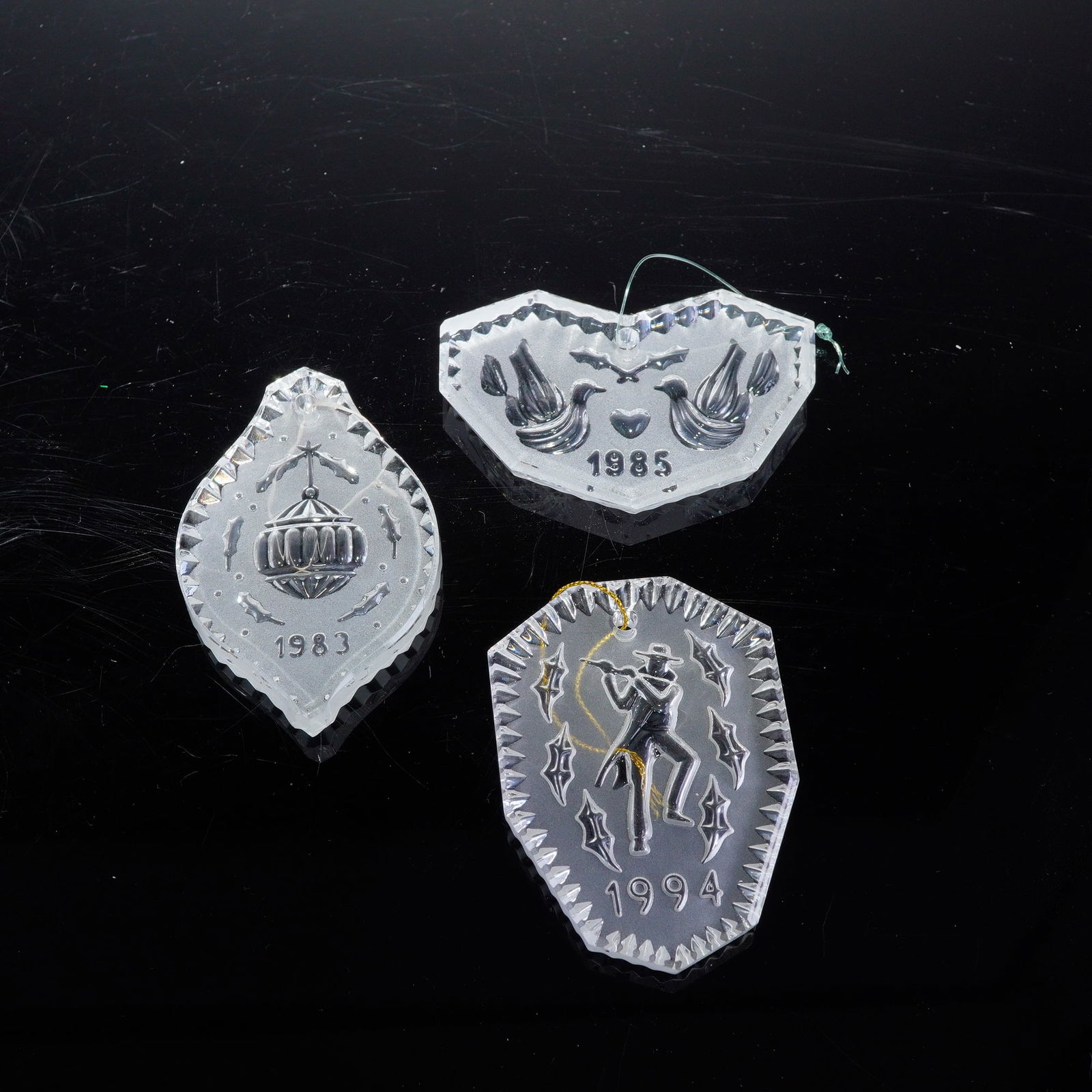 3pc Waterford Crystal Annual Christmas Ornaments, 1983, 1985 & 1994 (1 of 4)