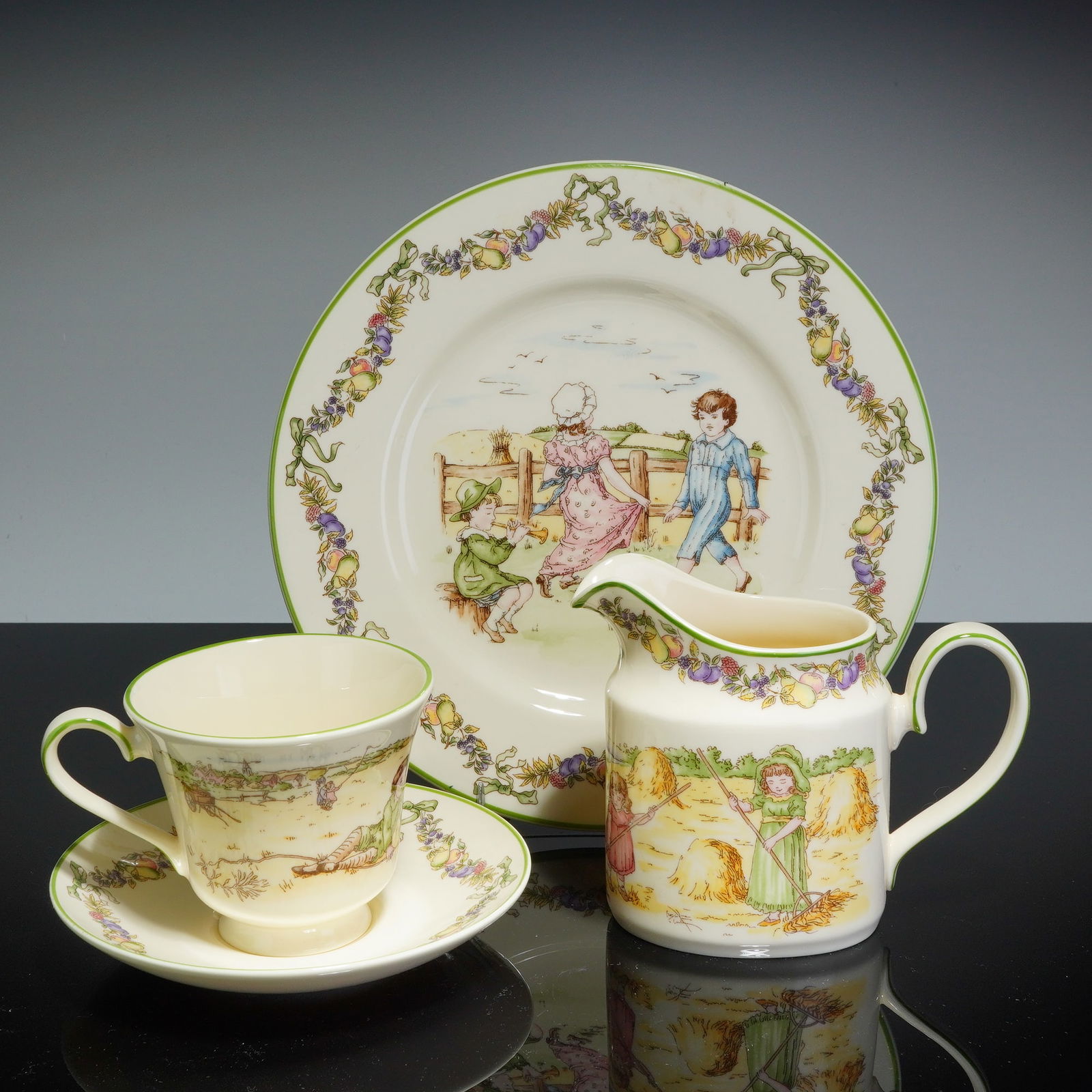 4pc Set of Royal Doulton Archives Series Ware Pastime Winter Tea Set (1 of 6)