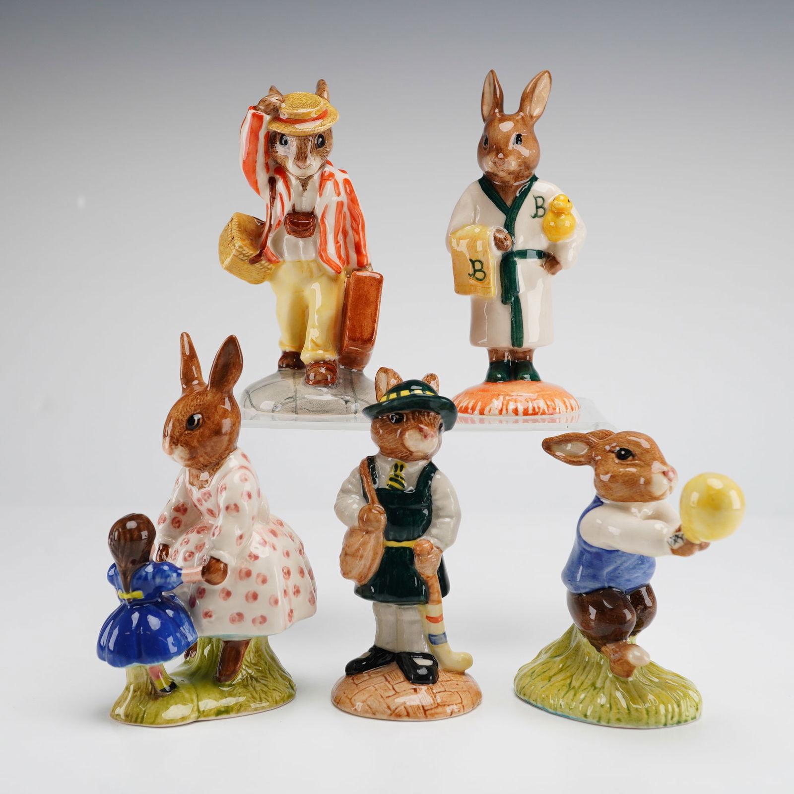 5pc Royal Doulton Bunnykins Figurines Harry Father Schooldays Bathtime (1 of 4)
