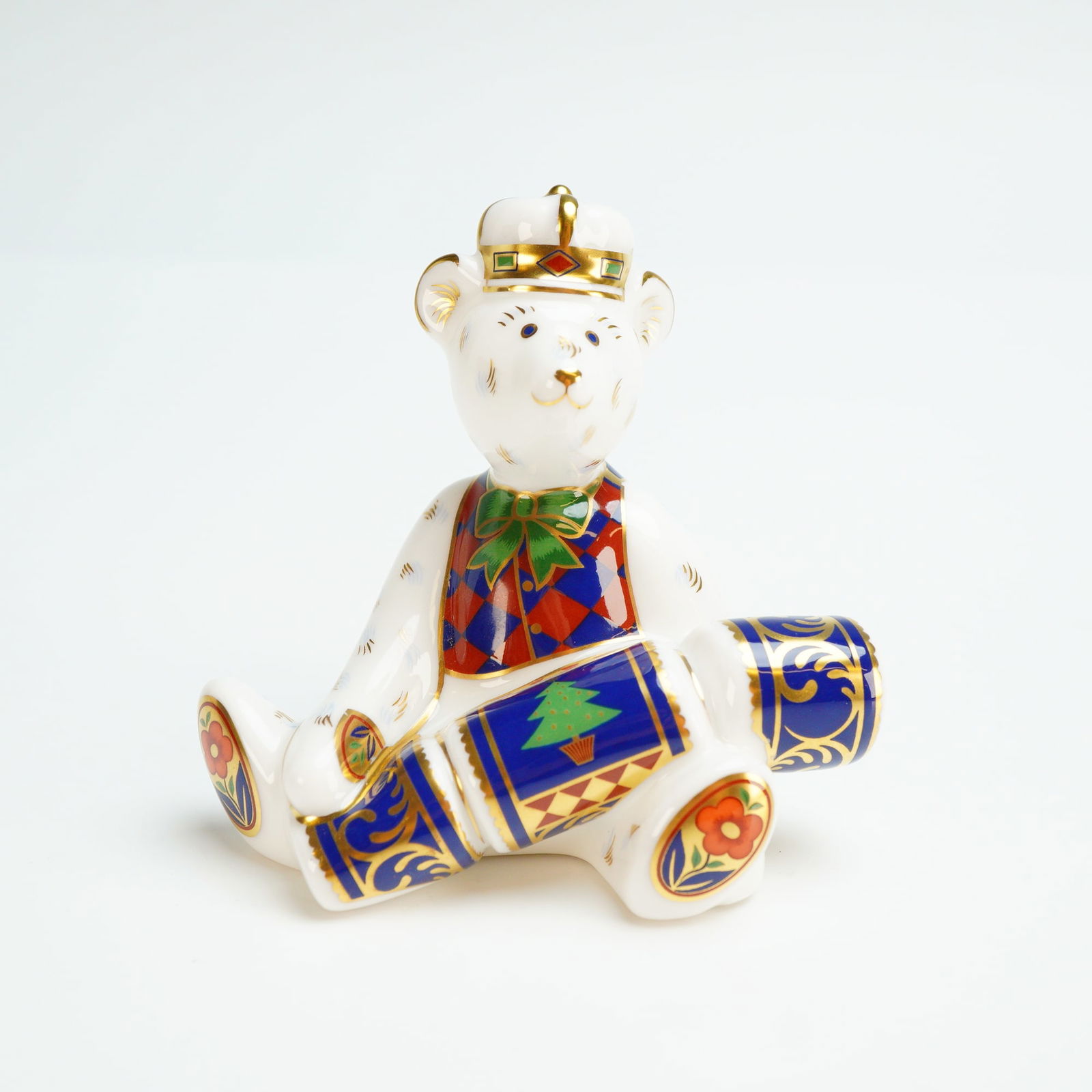 Royal Crown Derby Miniature Figurine, Christmas Teddy Bear (1 of 4)