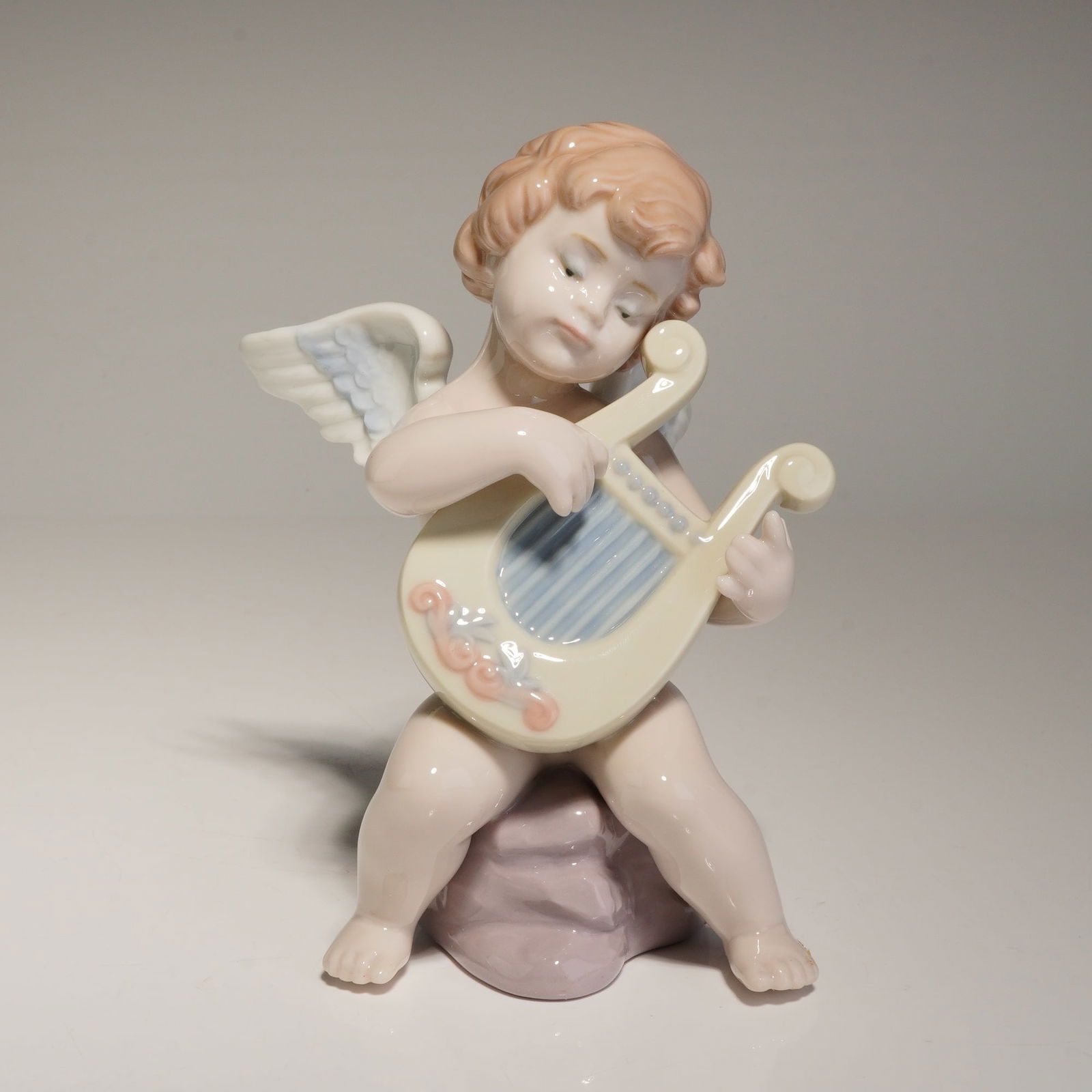 Lladro Porcelain Figurine Adagio Angel Cherub Playing Harp 6628 (1 of 5)
