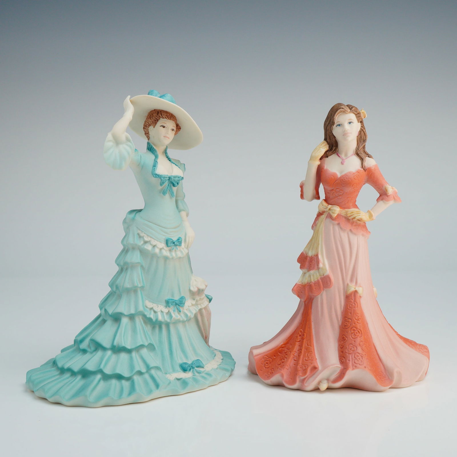 2pc Coalport Beau Monde Porcelain Figurines, Sylvia & Juliette (1 of 4)
