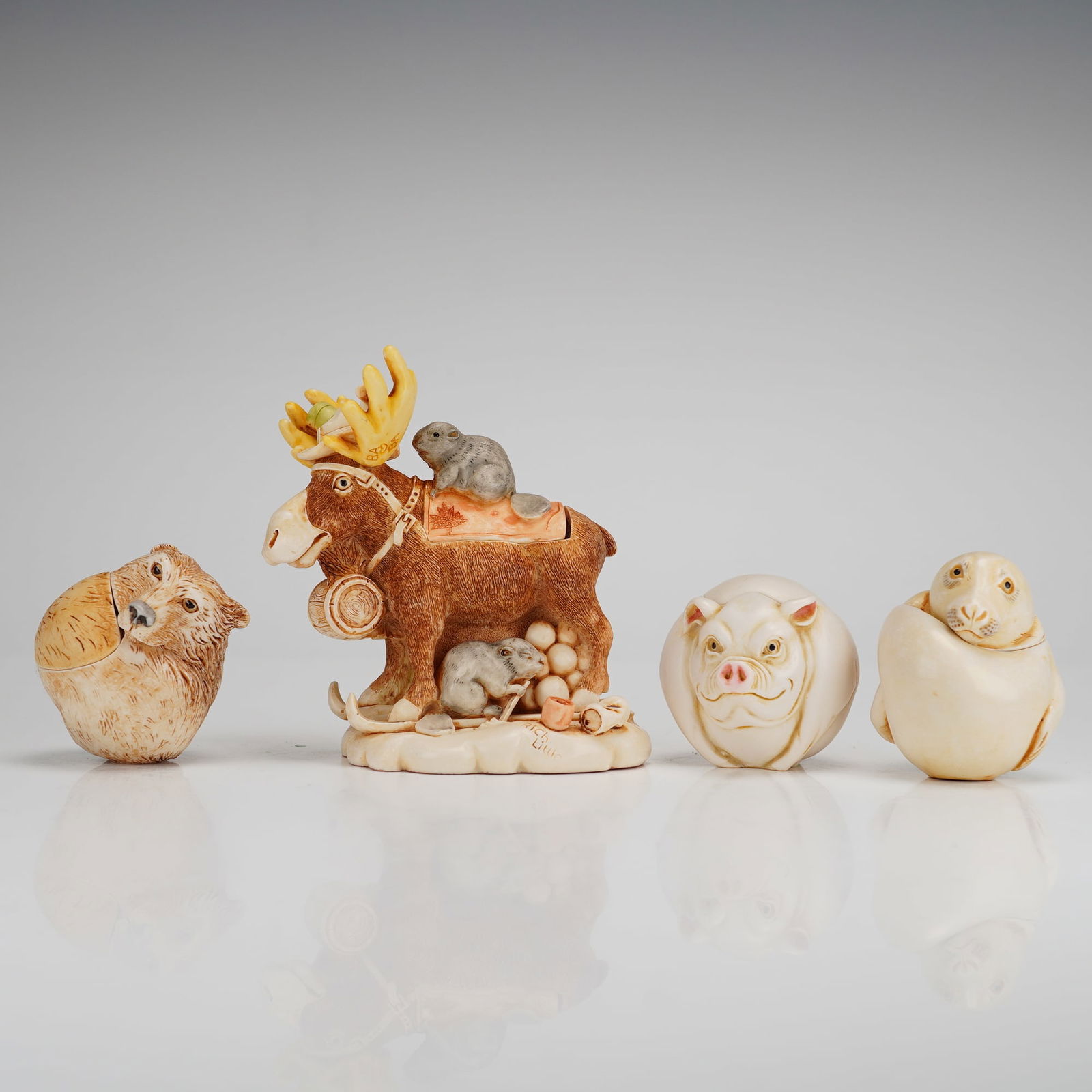 4pc Harmony Kingdom Box Figurines, Beer Nuts, Candy, Curly, & Cyril (1 of 4)