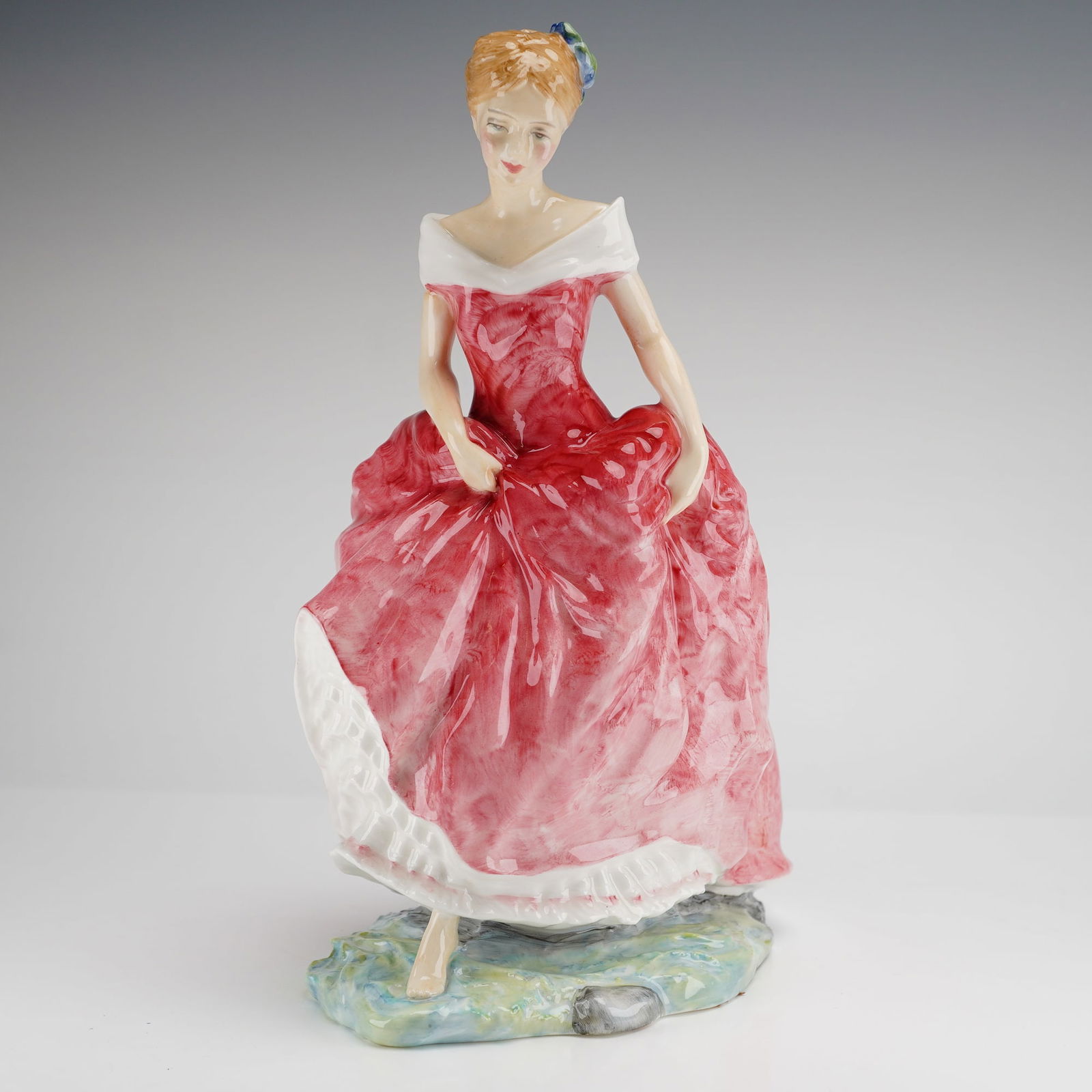 Royal Doulton Figurine, Summer's Day HN3378: A Royal Doulton Figurine, Summer's Day HN3378, depicting a woman in a flowing red and white dress, modeled by Tim Potts and dated 1991. Dimensions: 5.75"L x 4.00"W x 8.75"H