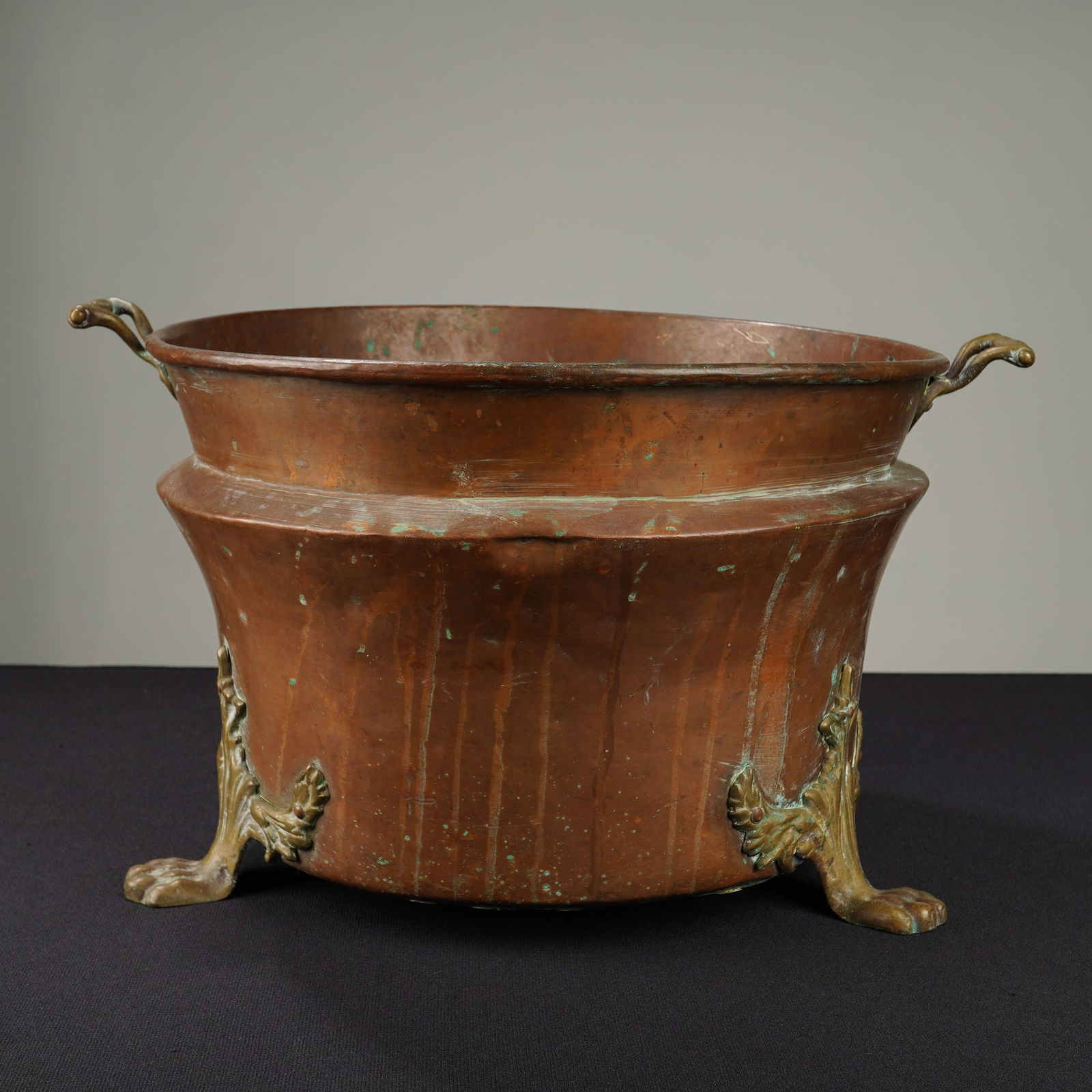 Copper and Brass Paw Foot Pot with Handles (1 of 3)