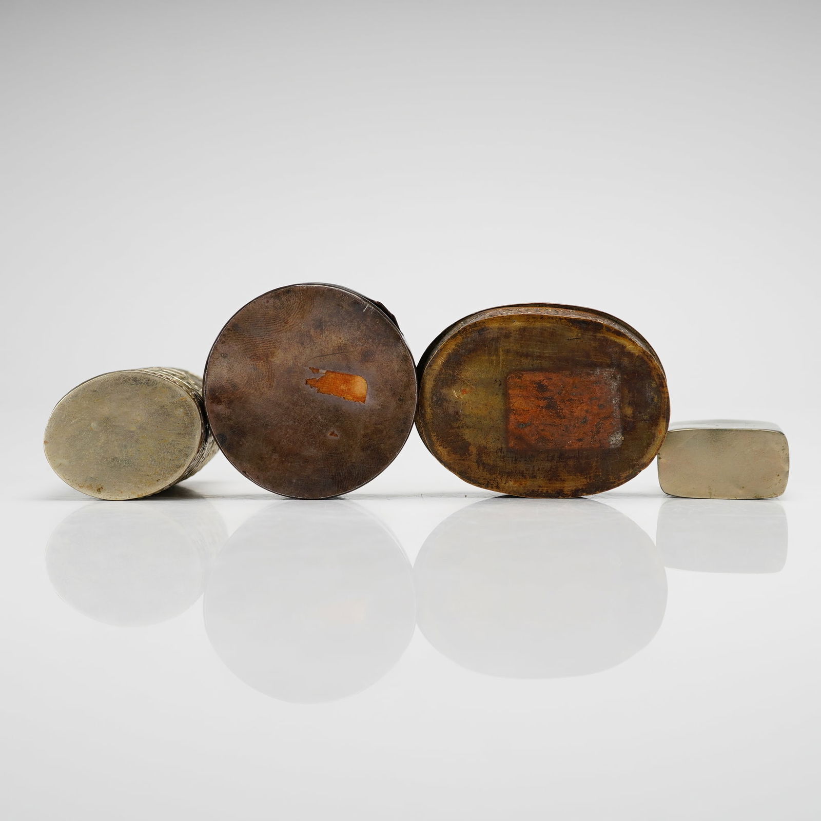 4pc Silver-Plated Hand-Painted Pill Boxes - 4