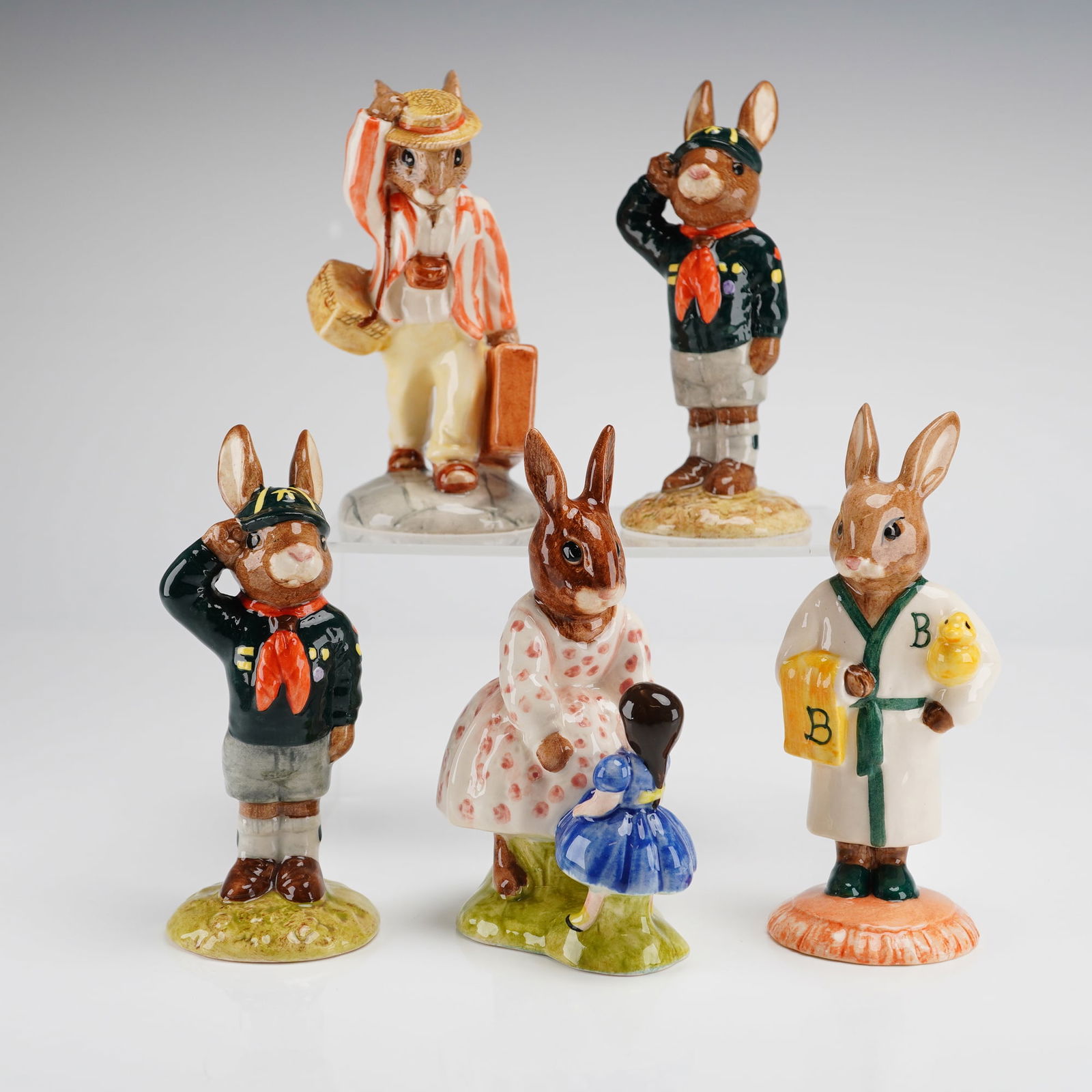 5pc Royal Doulton Bunnykins Figurines Be Prepared Father Playtime Bathtime (1 of 4)