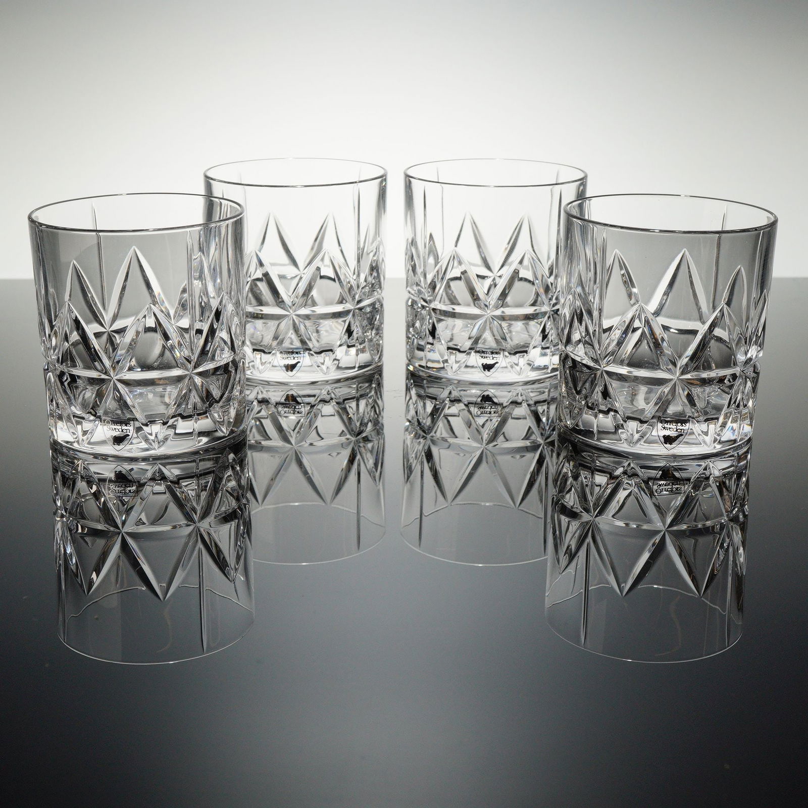Set of 4 Orrefors Peak Double Old-Fashioned Glasses (1 of 5)