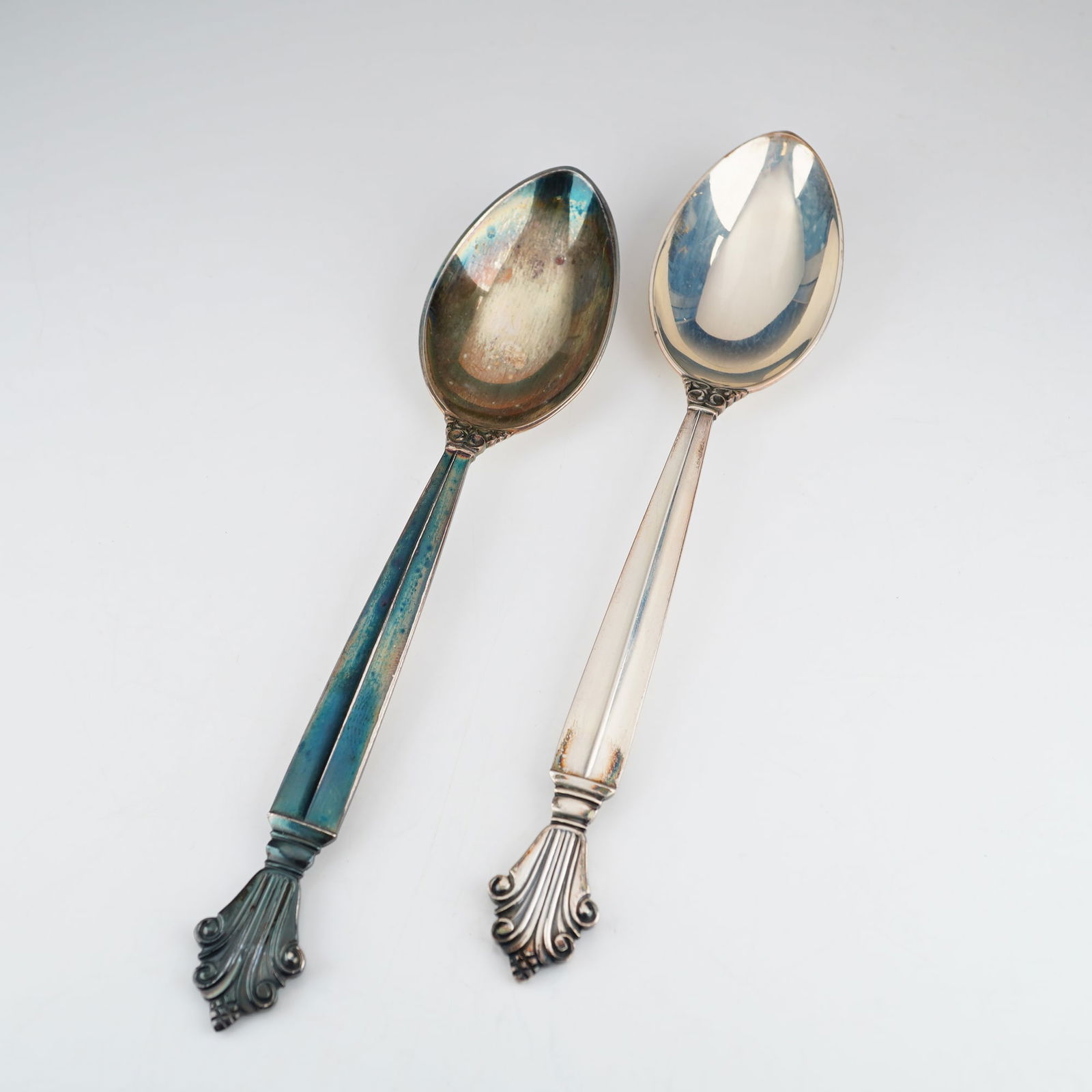 2pc Georg Jensen Sterling Silver Teaspoons, Acanthus (1 of 4)