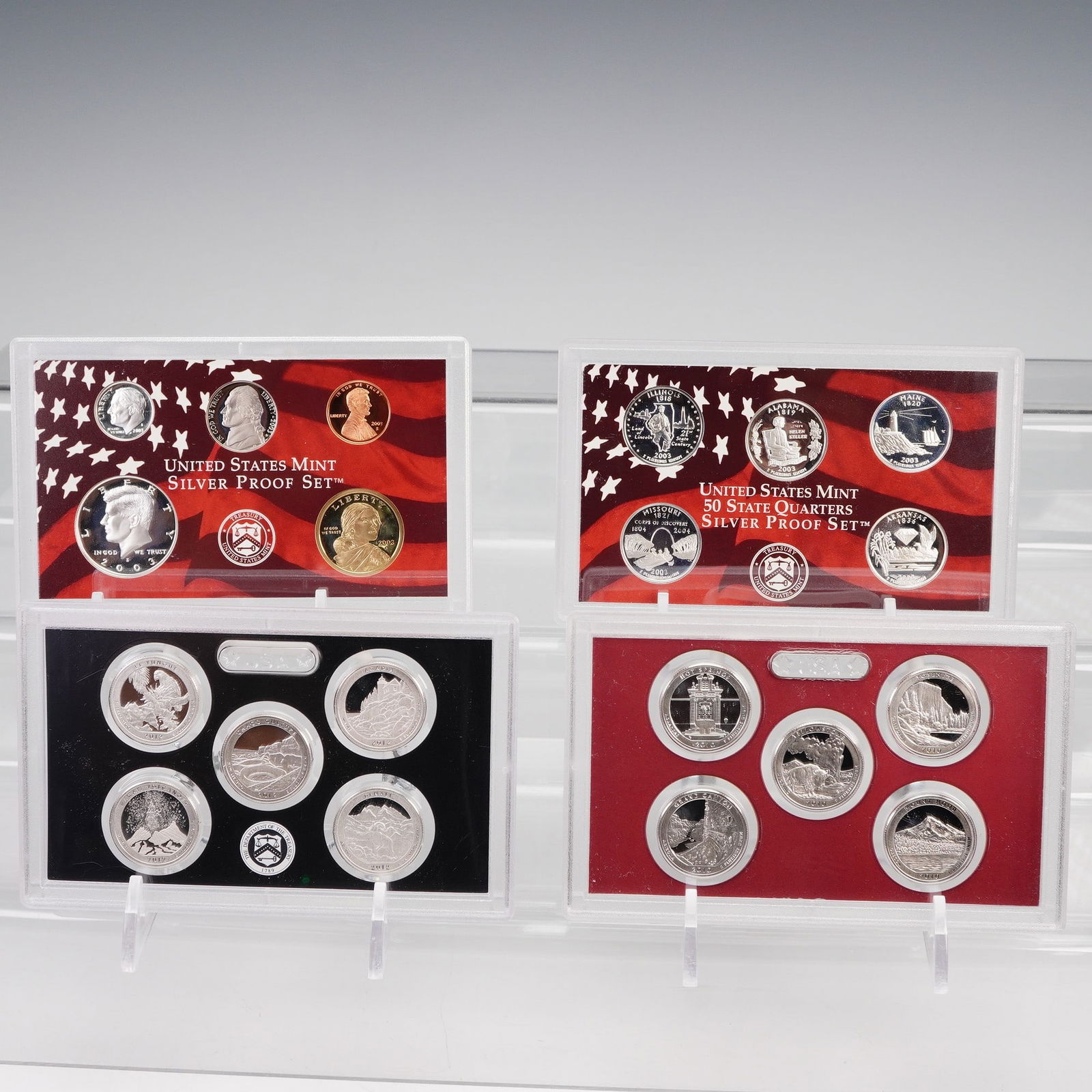 4pc 2003-S, 2010-S, & 2012-S United States Mint Silver Proof Sets (1 of 4)
