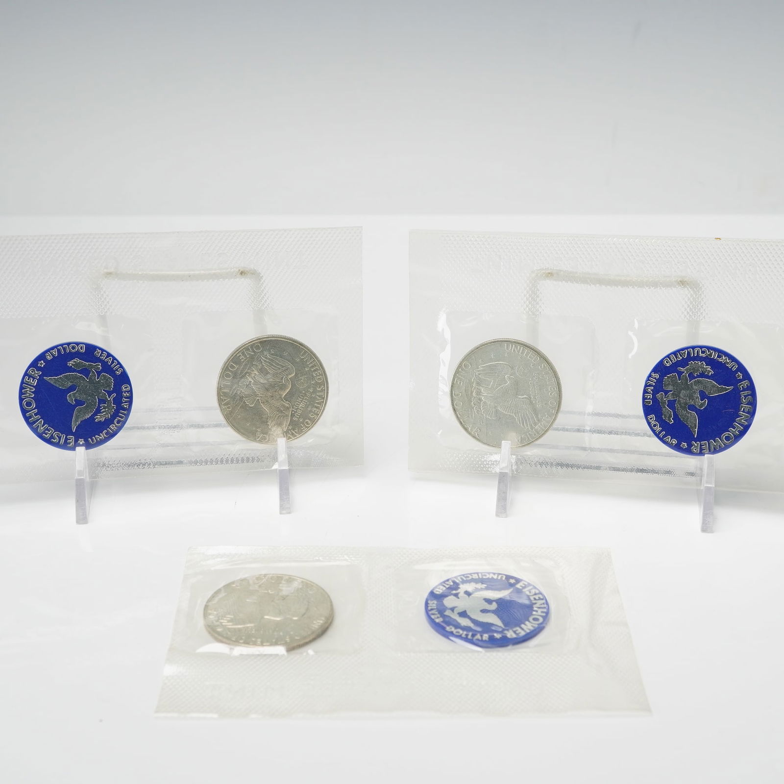 3pc 1971 Eisenhower Uncirculated Silver Dollars - 3