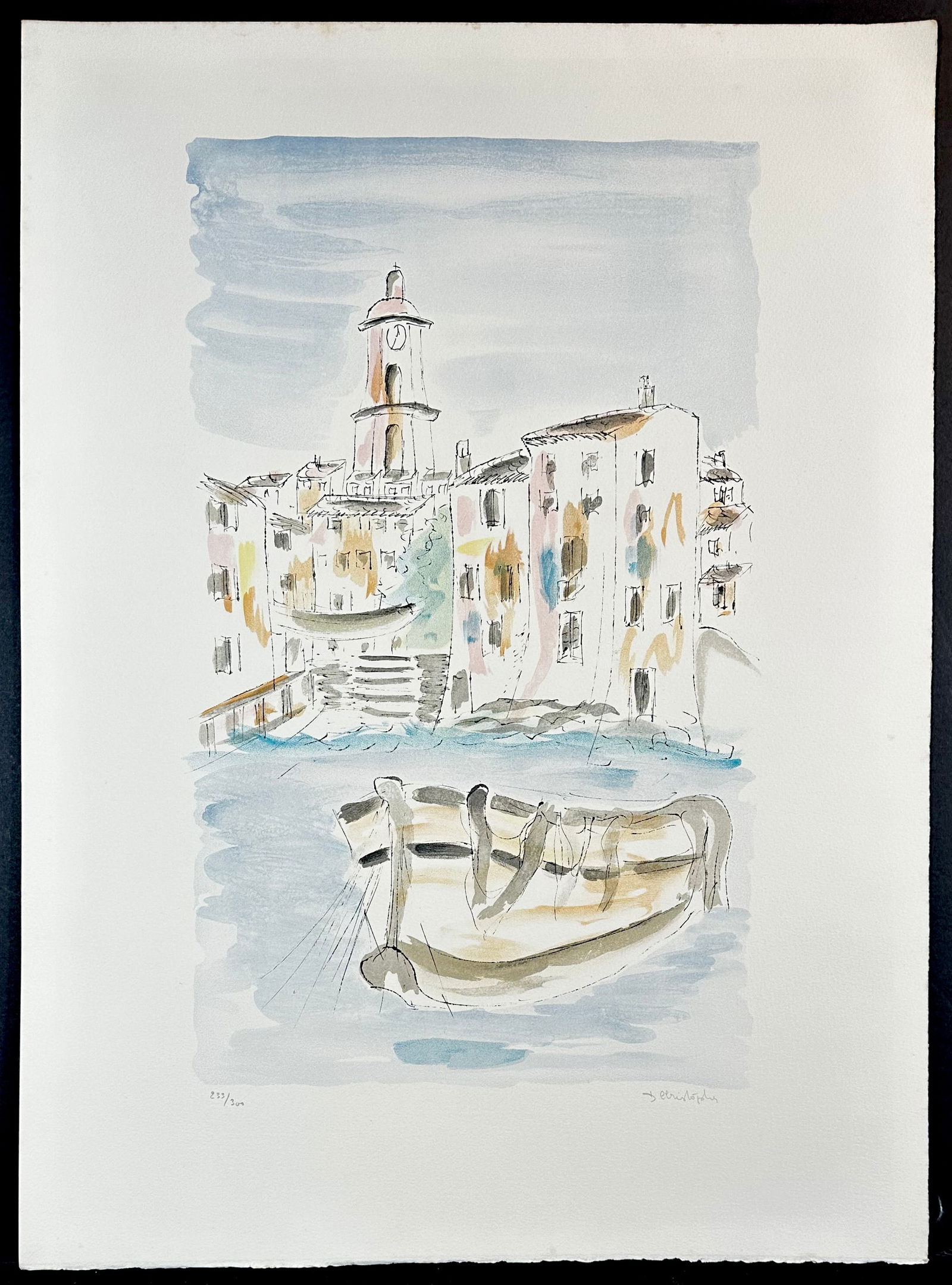 Christoph Lithograph European Canal Scene (1 of 3)