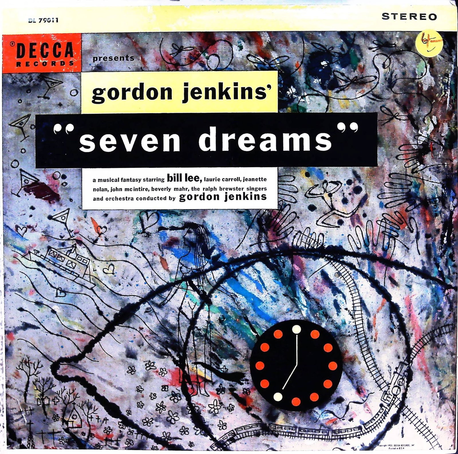 Gordon Jenkins Seven Dreams, Decca Records Stereo LP: This vintage Decca Records stereo long-play vinyl album, catalog number DL 79011, is titled gordon jenkins seven dreams. It presents a musical fantasy starring various artists and conducted by Gordon