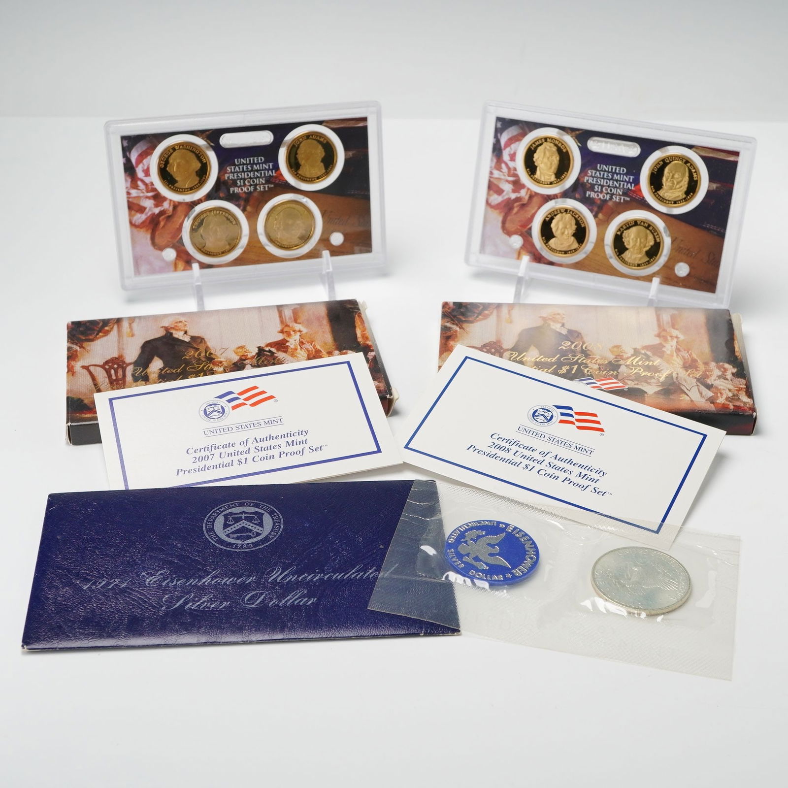 3pc 1971, 2007 & 2008 U.S. Presidential $1 Coin Proof Sets (1 of 7)
