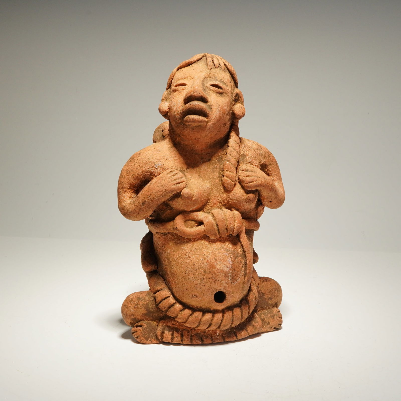 A Pre-Columbian Mayan Jaina Terracotta Whistle Figurine (1 of 6)