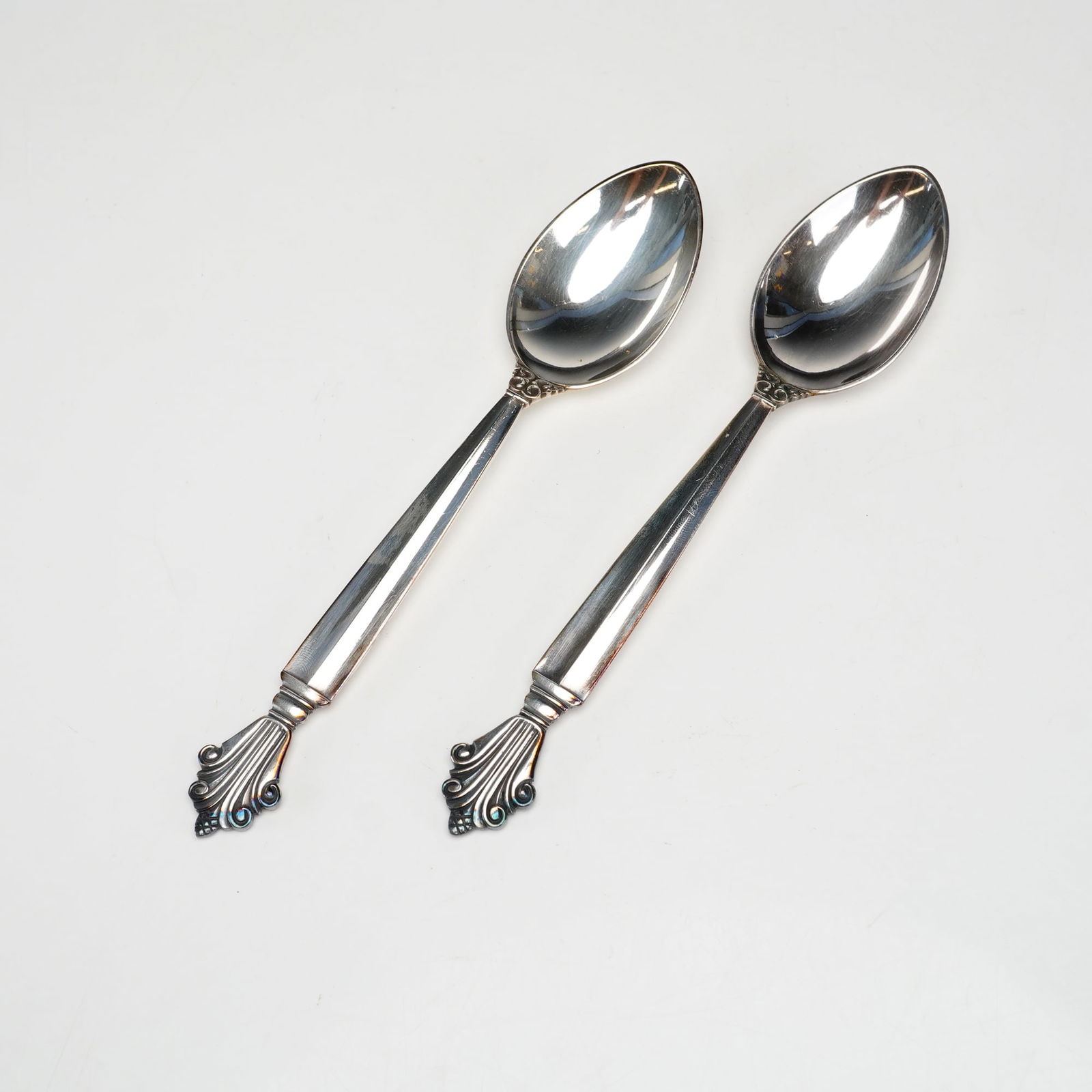 2pc Georg Jensen Sterling Silver Teaspoons, Acanthus (1 of 4)
