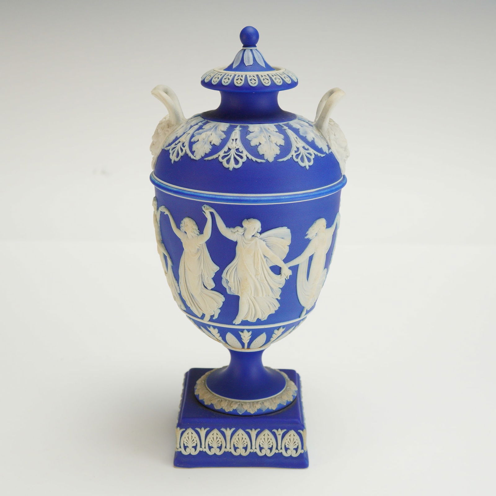 Wedgwood Portland Blue Jasperware Lidded Vase, Dancing Hours (1 of 4)
