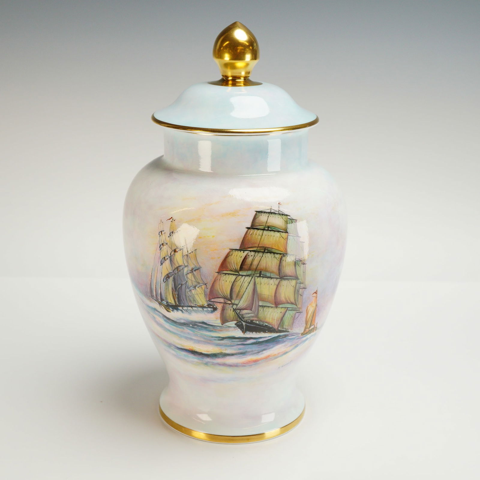 Coalport by Malcom Harnett Bone China Lidded Maritime Vase (1 of 5)