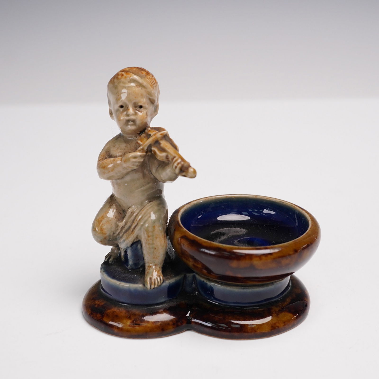 Doulton Lambeth George Tinworth Salt Cellar, Boy with Violin (1 of 4)