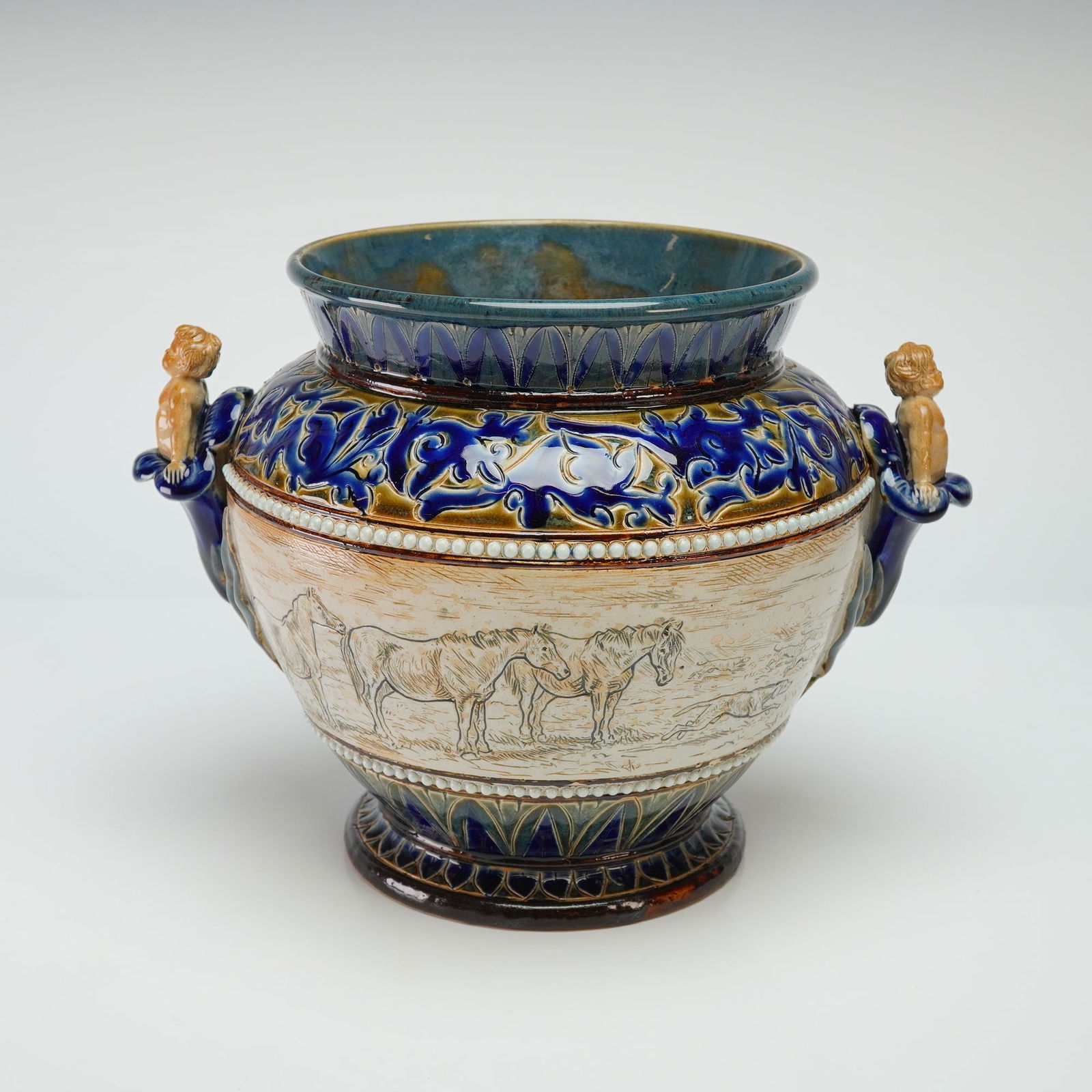 Doulton Lambeth by Hannah Barlow Stoneware Horse and Dog Vase (1 of 4)