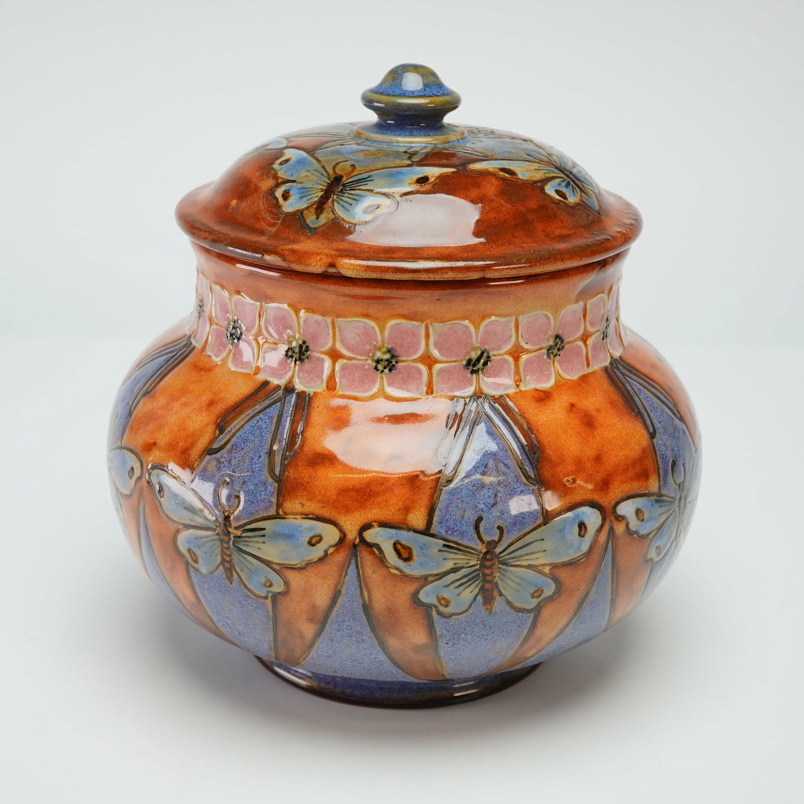 Royal Doulton by Eliza Simmance Stoneware Butterfly Lidded Jar (1 of 4)