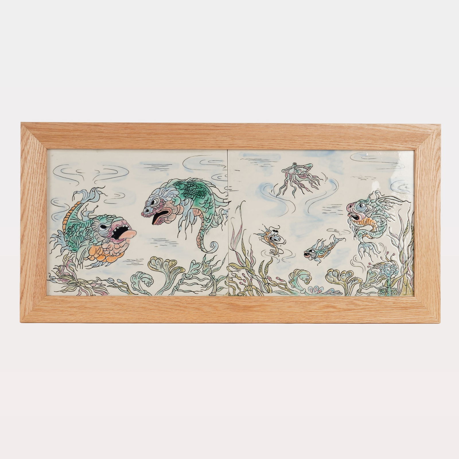 Framed Andrew Hull Pottery Grotesque Marine Life Plaque (1 of 5)