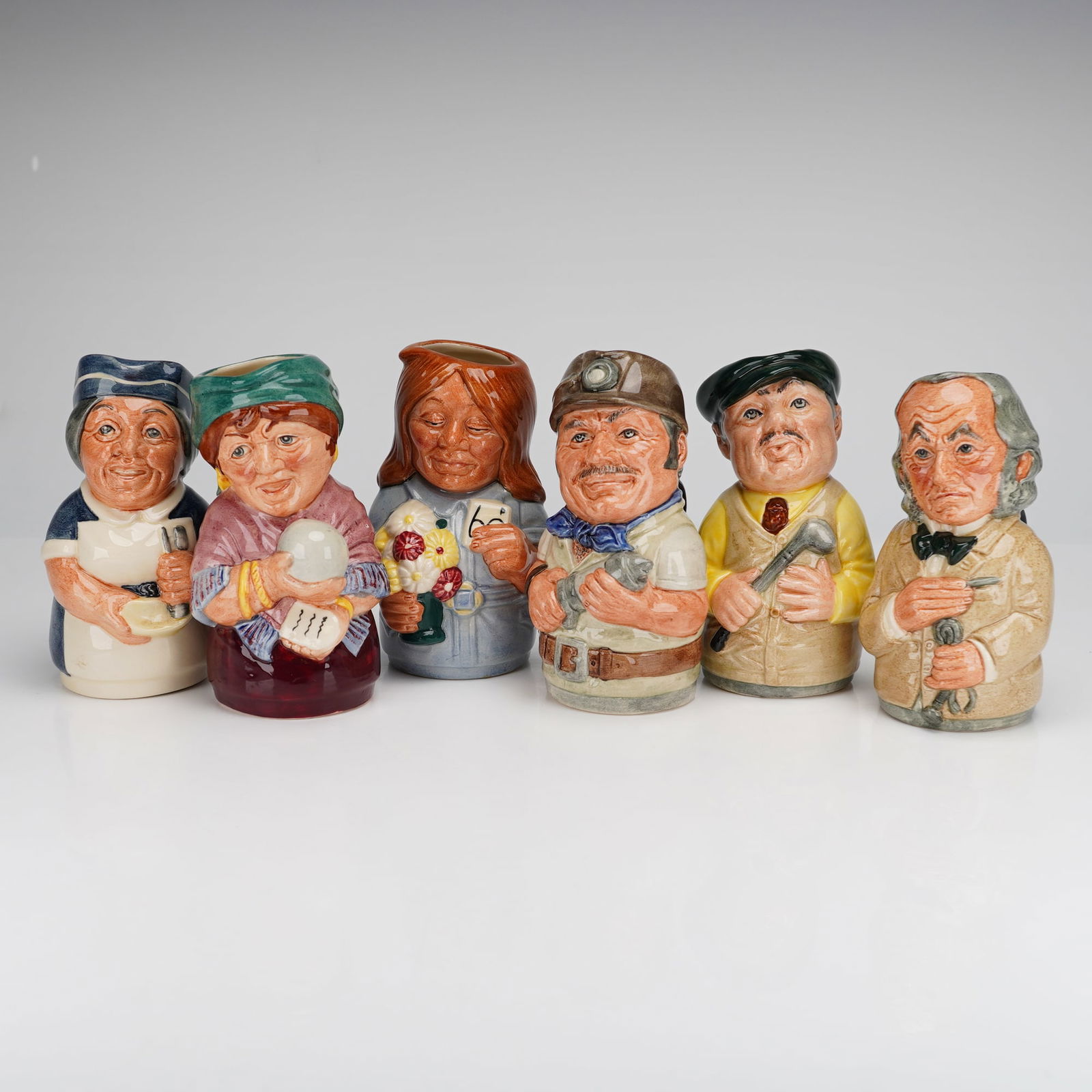 6pc Royal Doulton Doultonville Collection Toby Jugs (1 of 4)