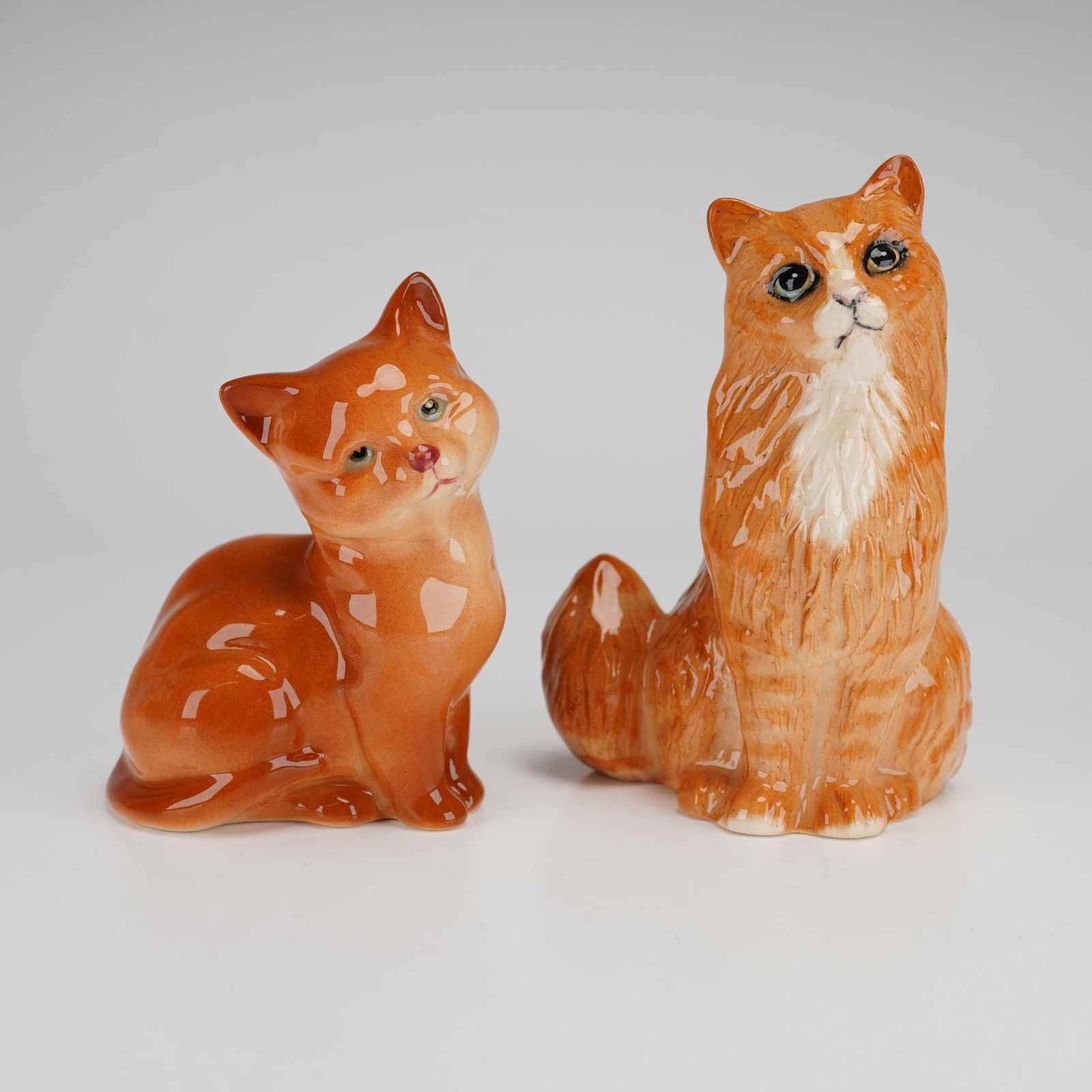 2pc Royal Doulton Porcelain Seated Ginger Cat Figurines, DA194 & DA123 (1 of 3)