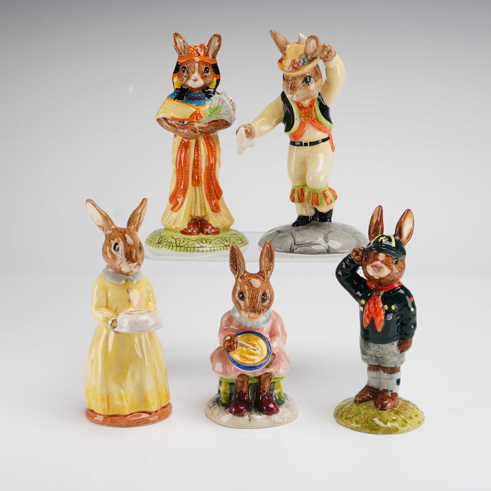 5pc Royal Doulton Bunnykins Figurines, Be Prepared, Buntie, Morris, Dancer (1 of 4)