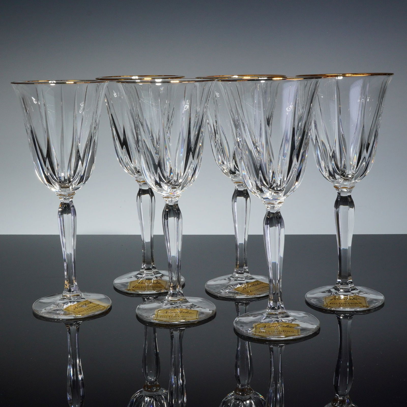 Set of Six Noritake Crystal Wine Glasses, Vendome Gold (1 of 4)